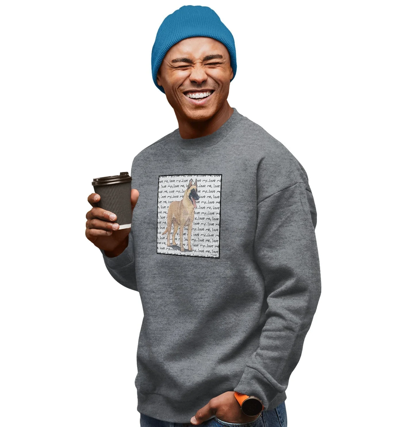 Belgian Malinois Love Text - Adult Unisex Crewneck Sweatshirt - Image 3