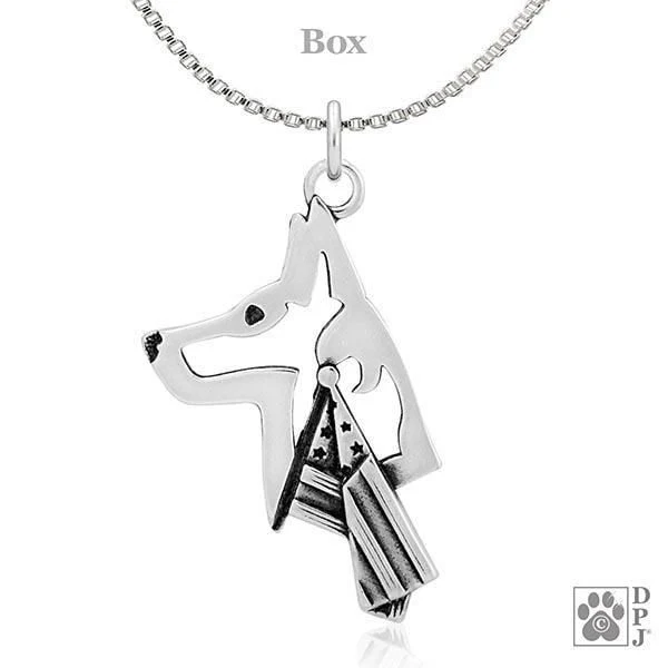 Belgian Malinois w/US Flag, Head, Pendant - Image 3