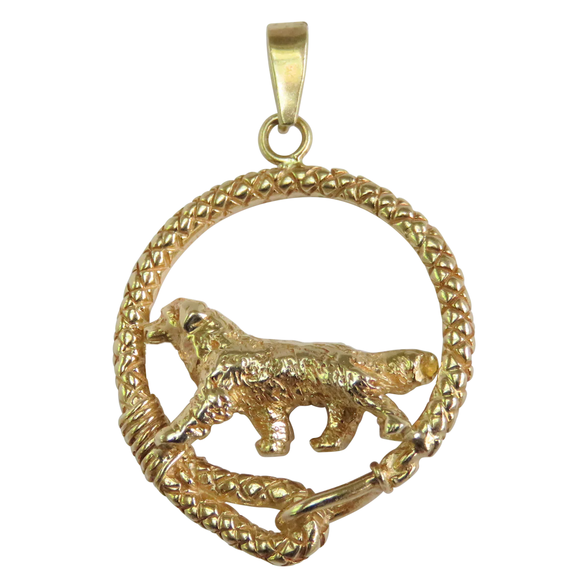 Bernese Mountain Dog Solid 14K Gold  Leash Pendant