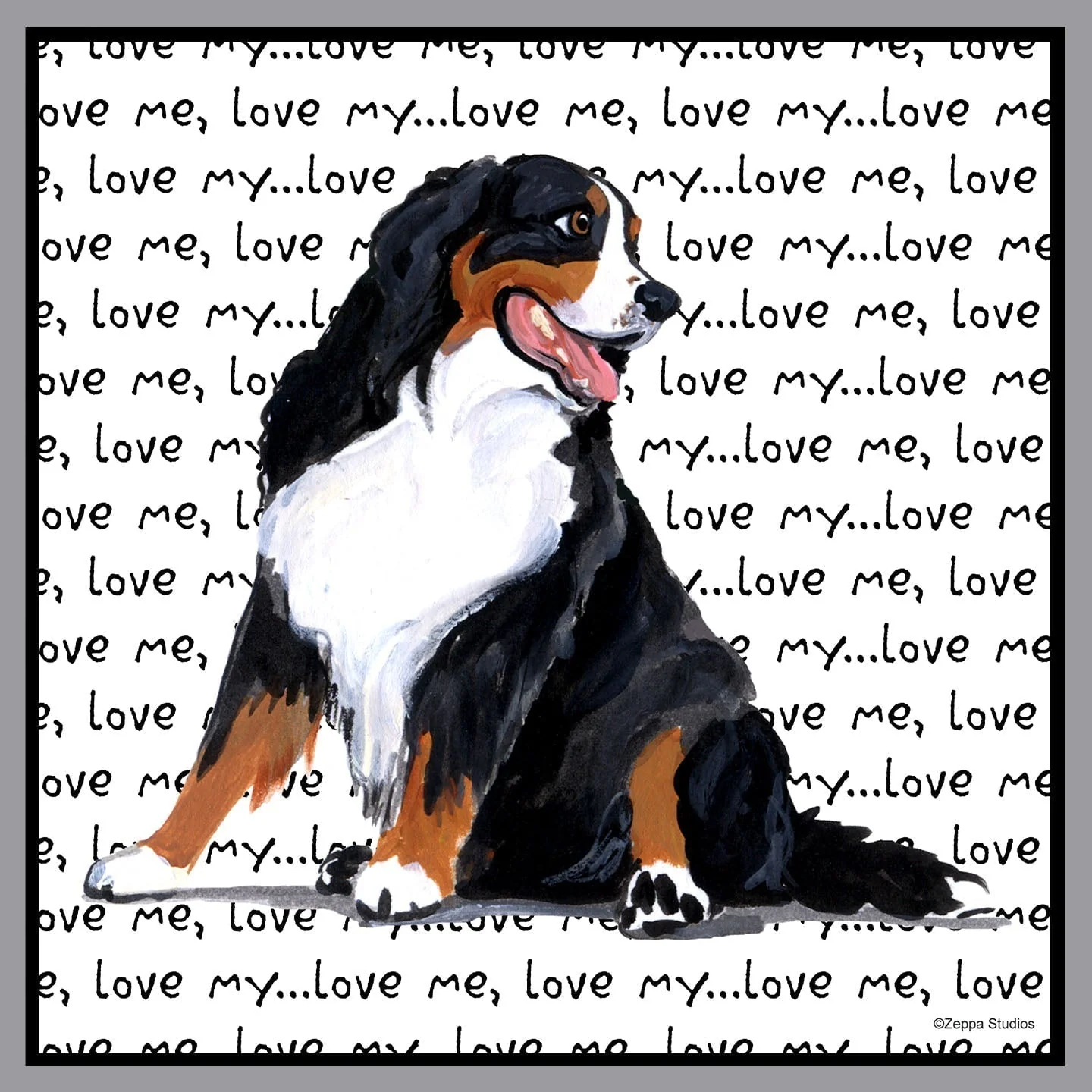 Bernese Mountain Dog Love Text - Adult Unisex Crewneck Sweatshirt - Image 2