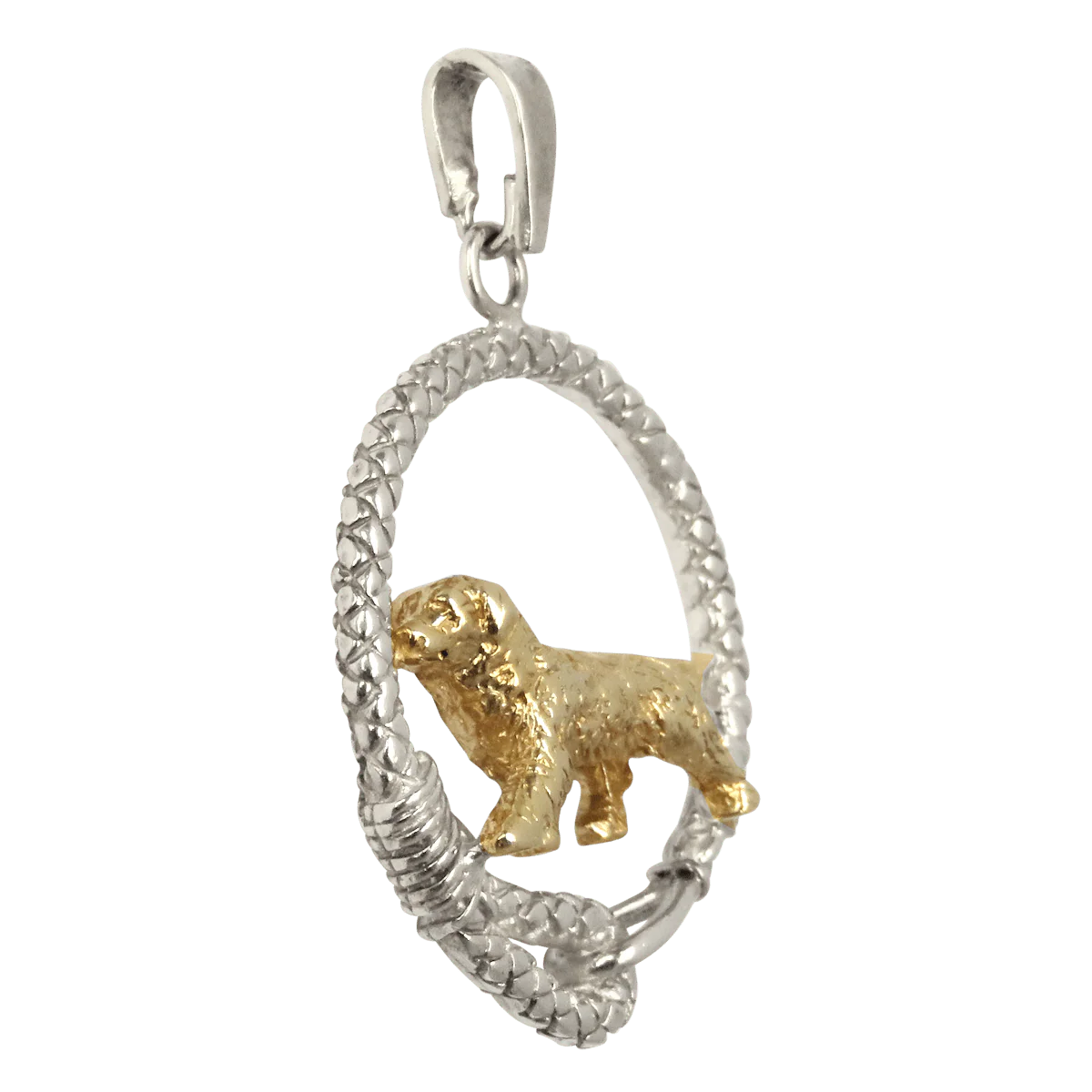 Bernese Mountain Dog -Solid 14K Gold  in Sterling Silver Leash Pendant - Image 2