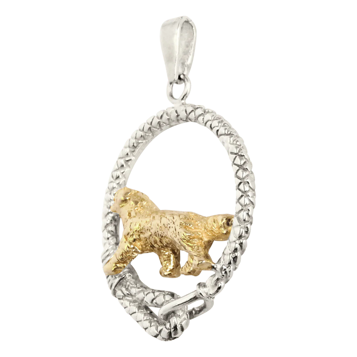 Bernese Mountain Dog -Solid 14K Gold  in Sterling Silver Leash Pendant - Image 3