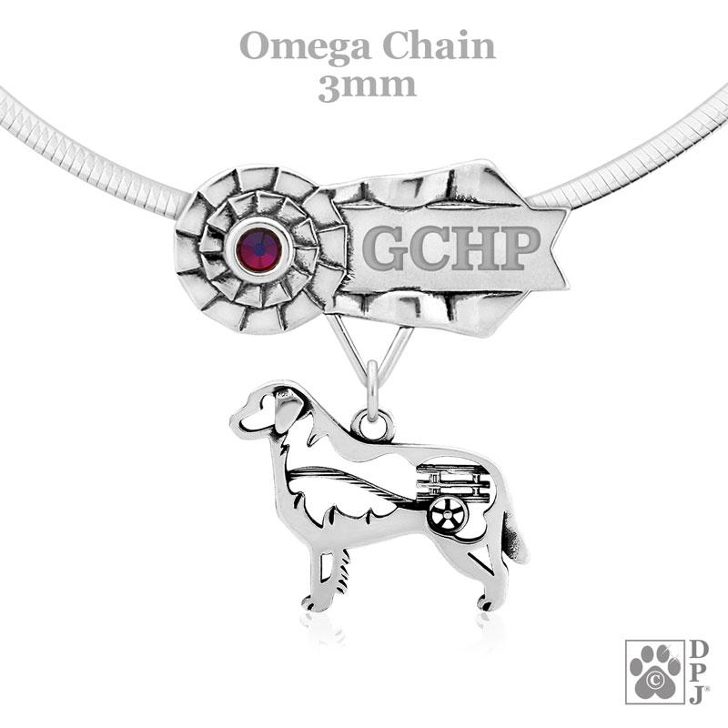 Bernese Mountain Dog w/ Cart, Body, Engravable Ribbon Charm Holder