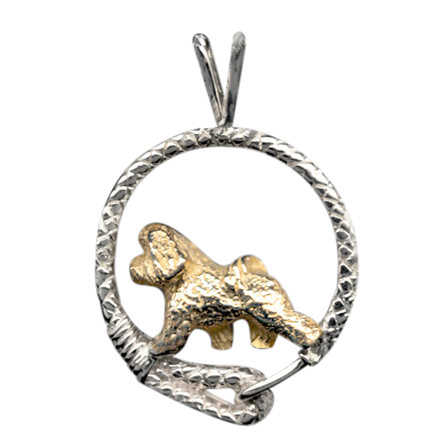 Bichon Frise Solid 14K Gold and Sterling Silver Leash Pendant