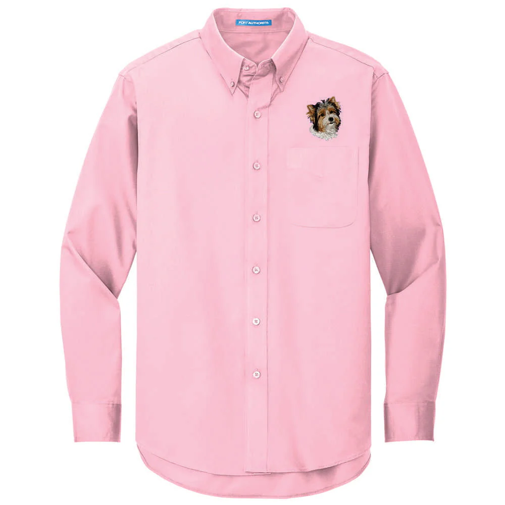 Biewer Terrier Embroidered Long Sleeve Button Up Shirt - Image 4