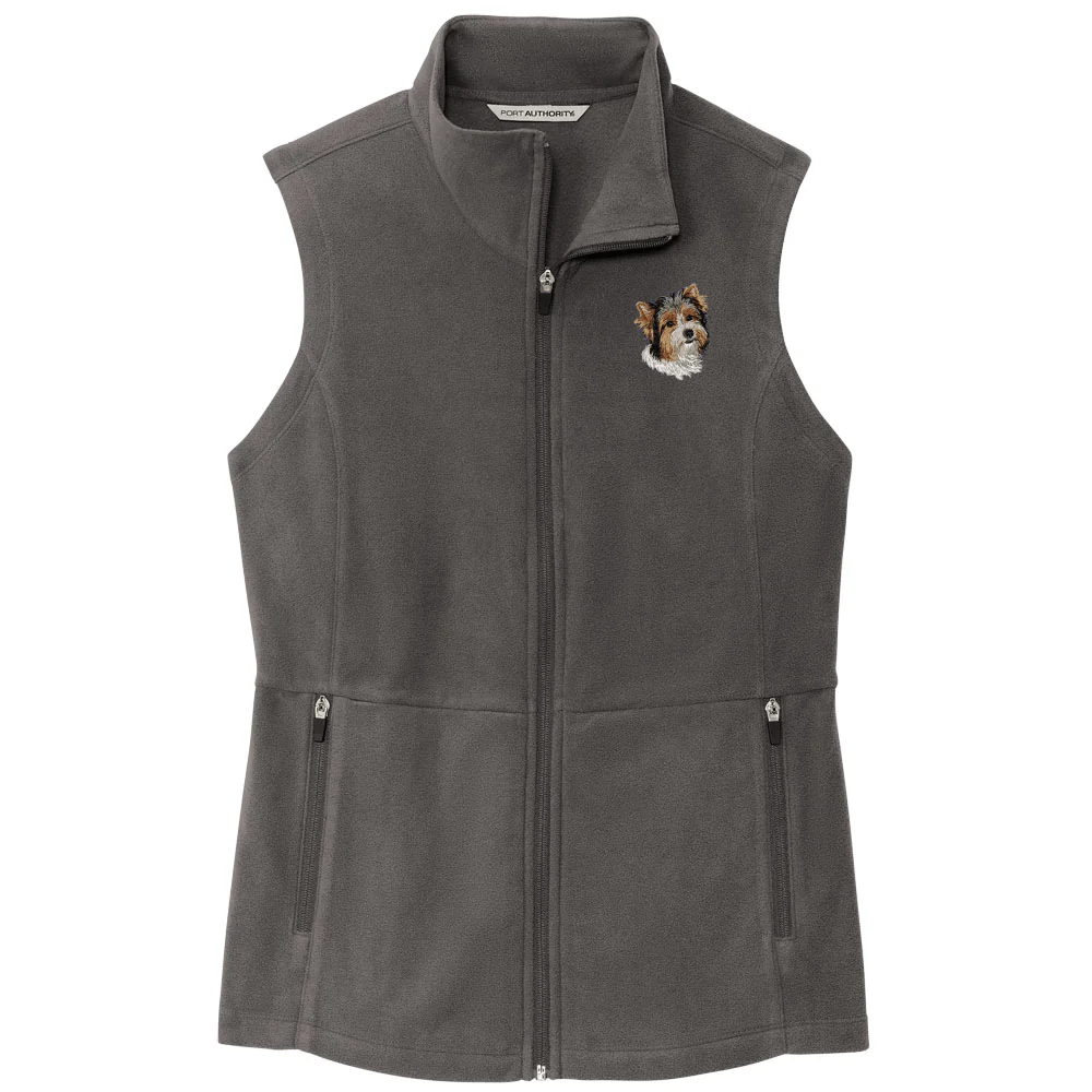 Biewer Terrier Embroidered Women's Fleece Vest - Image 2