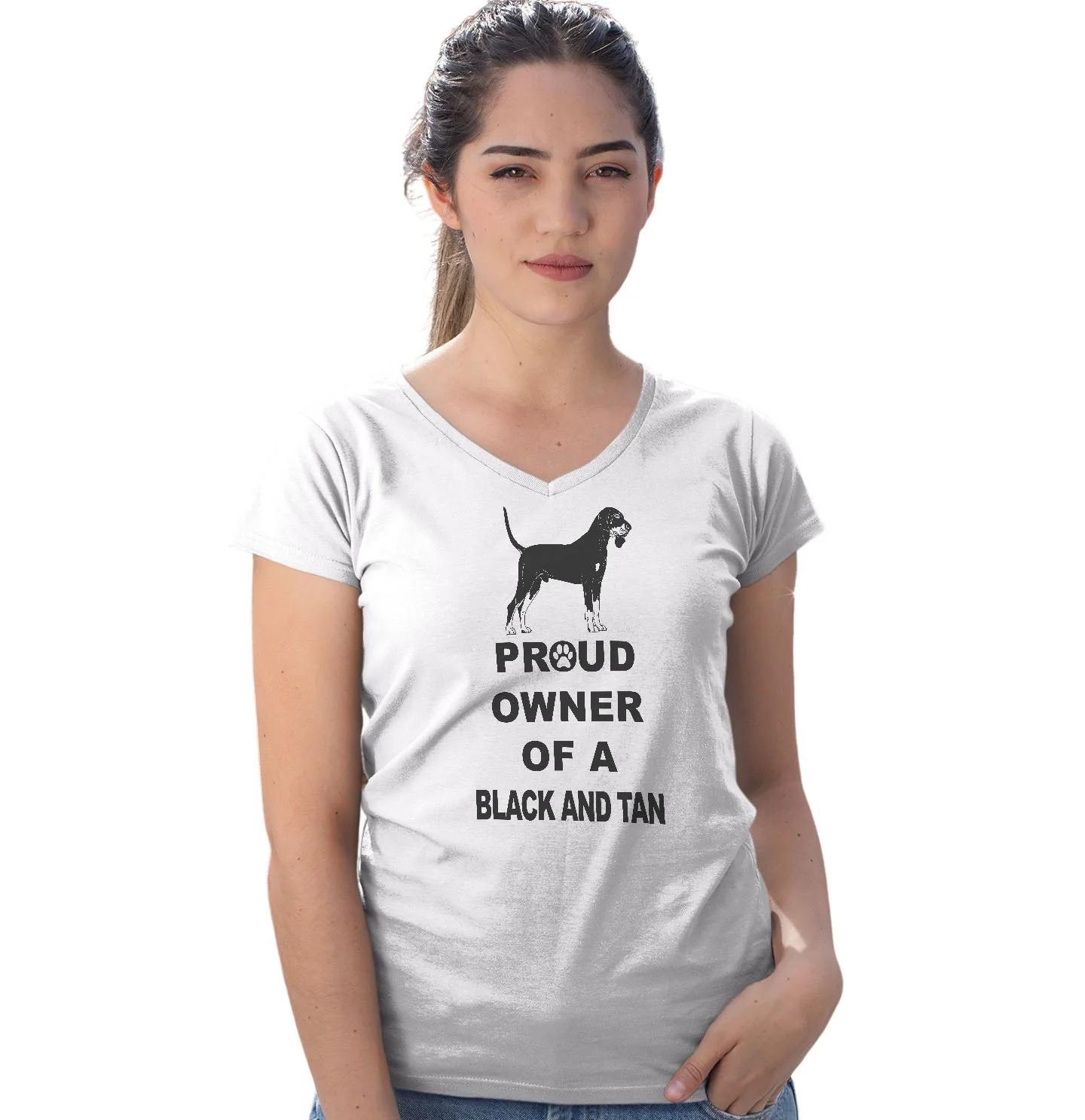 Black and Tan Coonhound Proud Owner - Women's V-Neck T-Shirt - Image 3