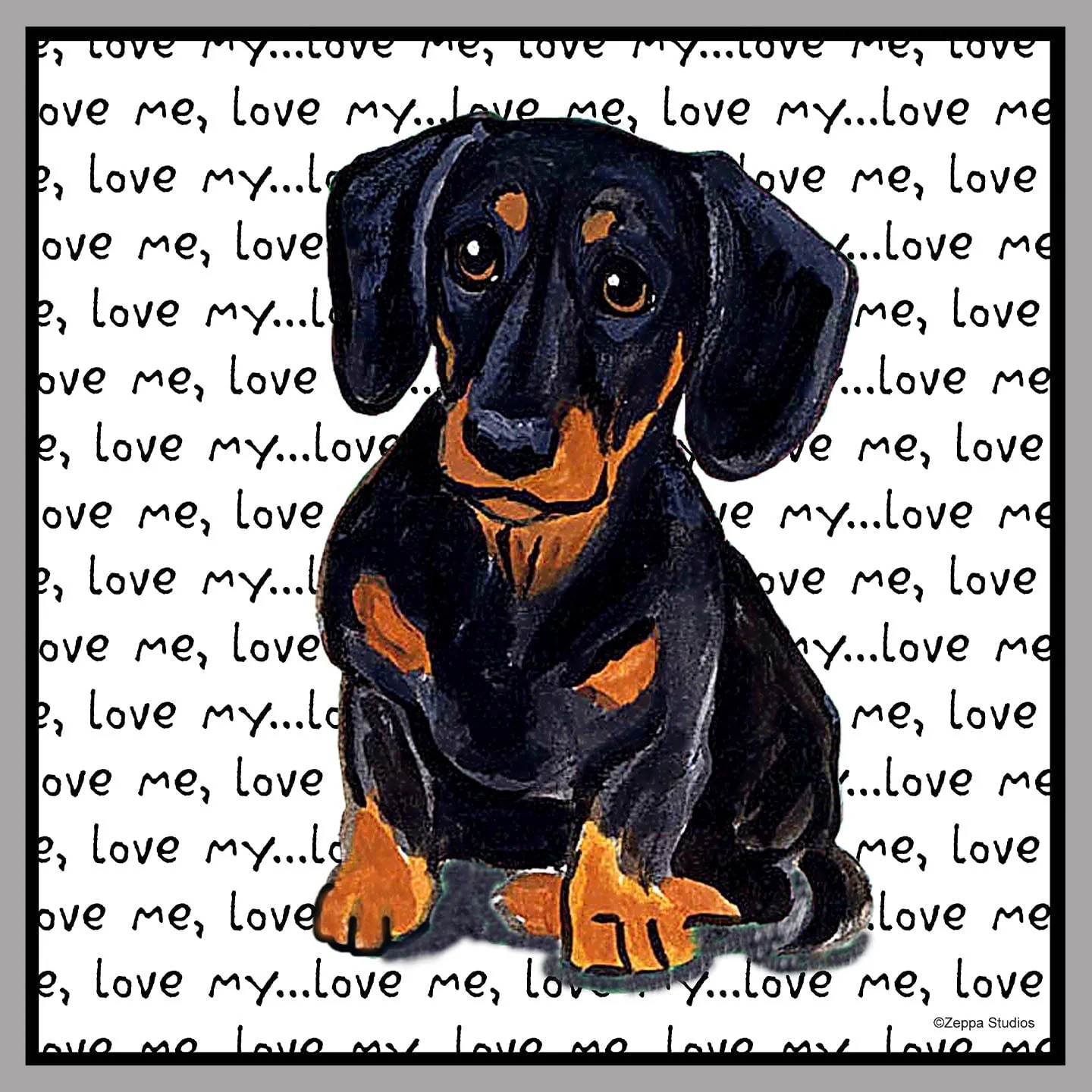 Black Dachshund Love Text - Women's V-Neck T-Shirt - Image 2