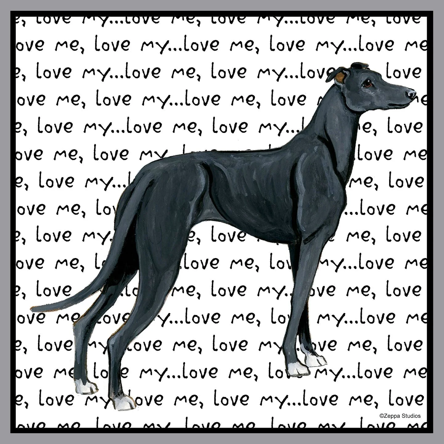 Black Greyhound Love Text - Adult Unisex Crewneck Sweatshirt - Image 2