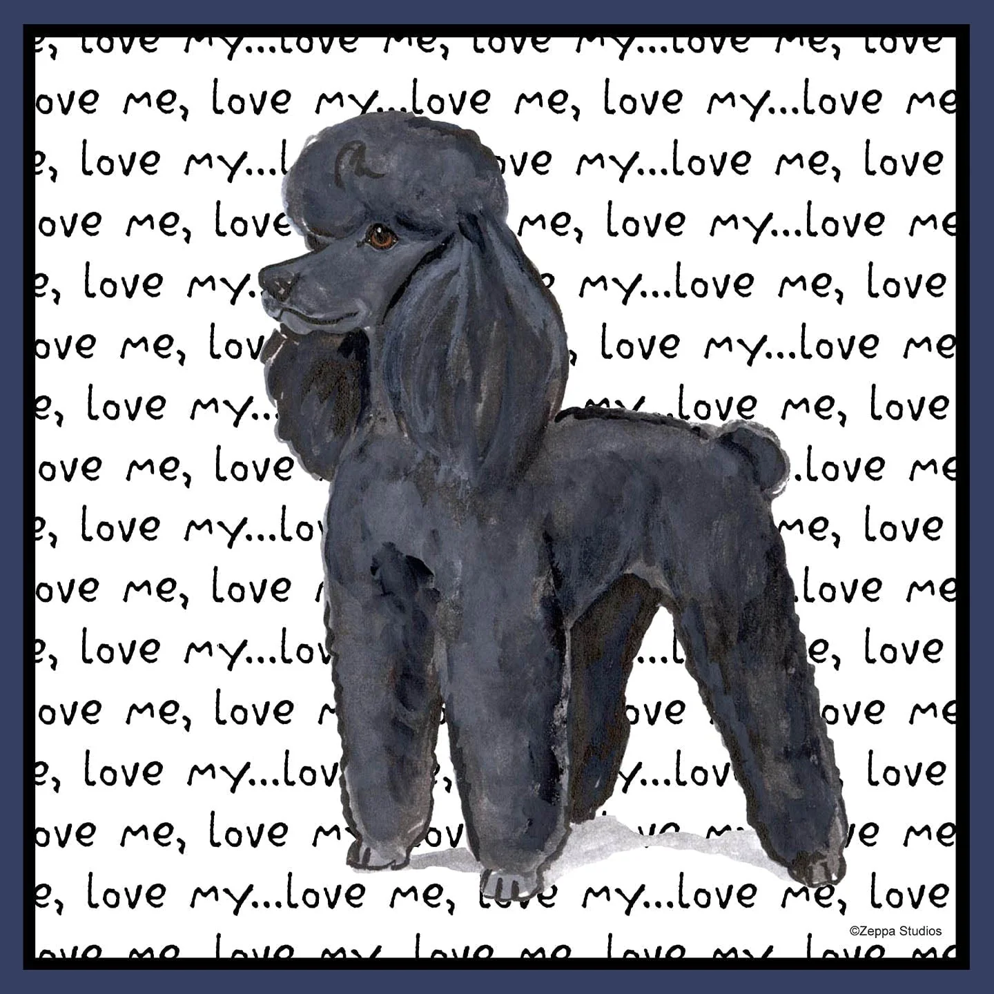 Black Poodle Love Text - Adult Unisex Crewneck Sweatshirt - Image 2