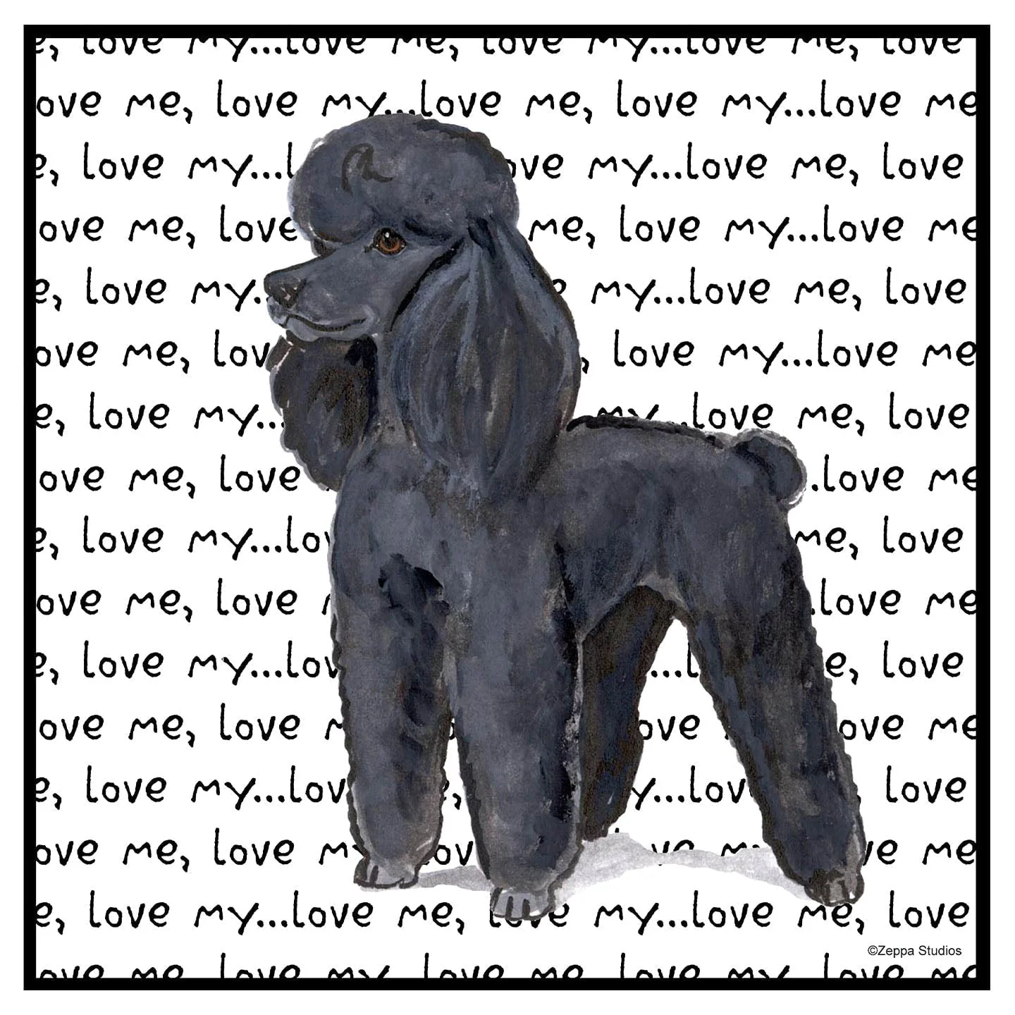 Black Poodle Love Text - Women's V-Neck T-Shirt - Image 2