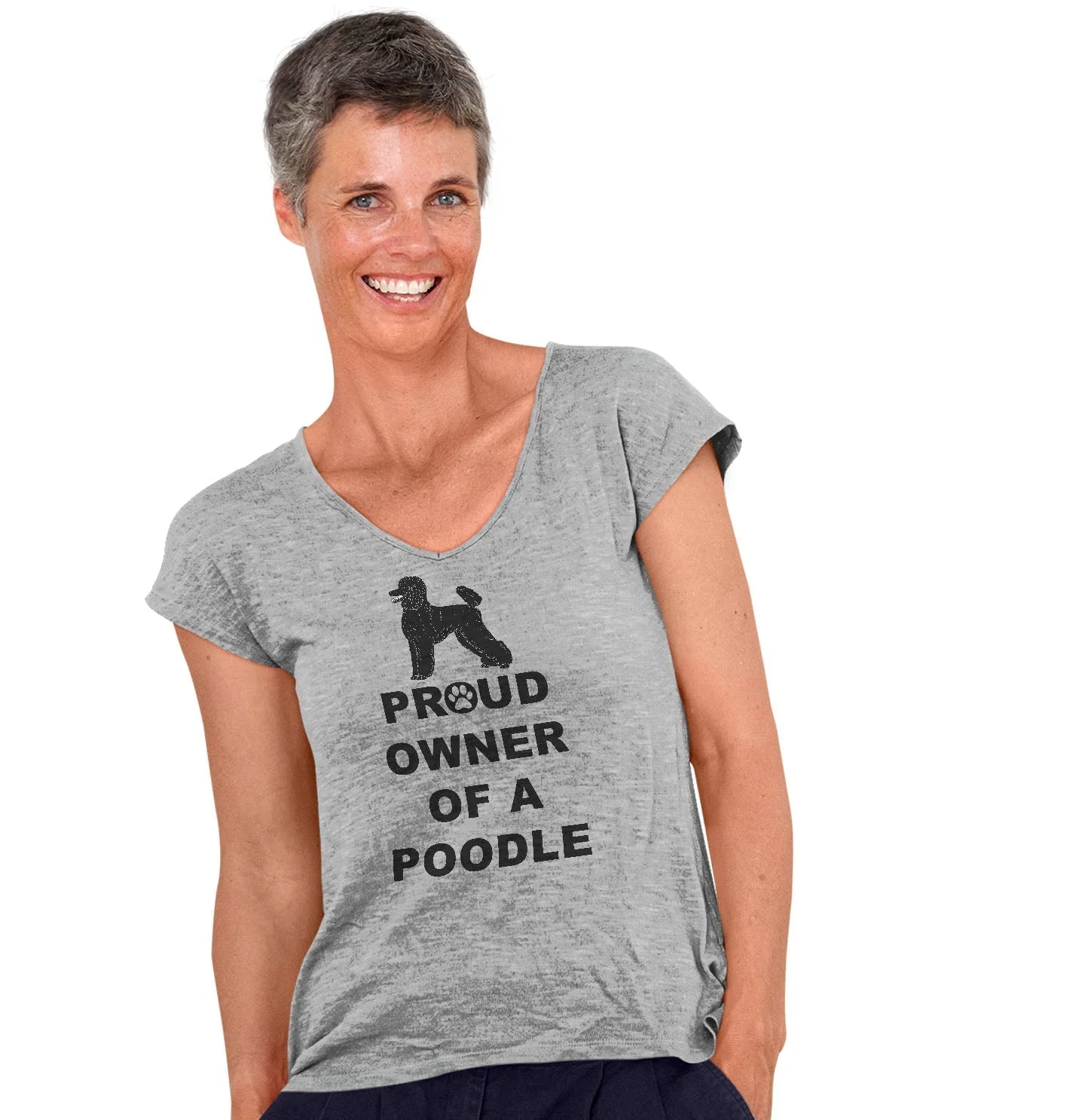 Black Poodle Proud Owner - Women's V-Neck T-Shirt - Image 3