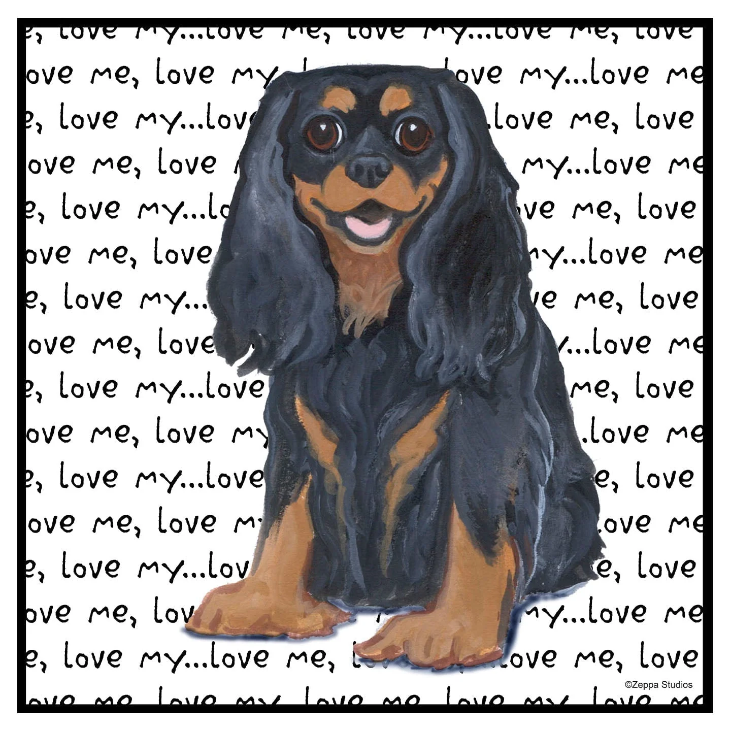 Black & Tan Cavalier King Charles Spaniel Love Text - Women's V-Neck T-Shirt - Image 2