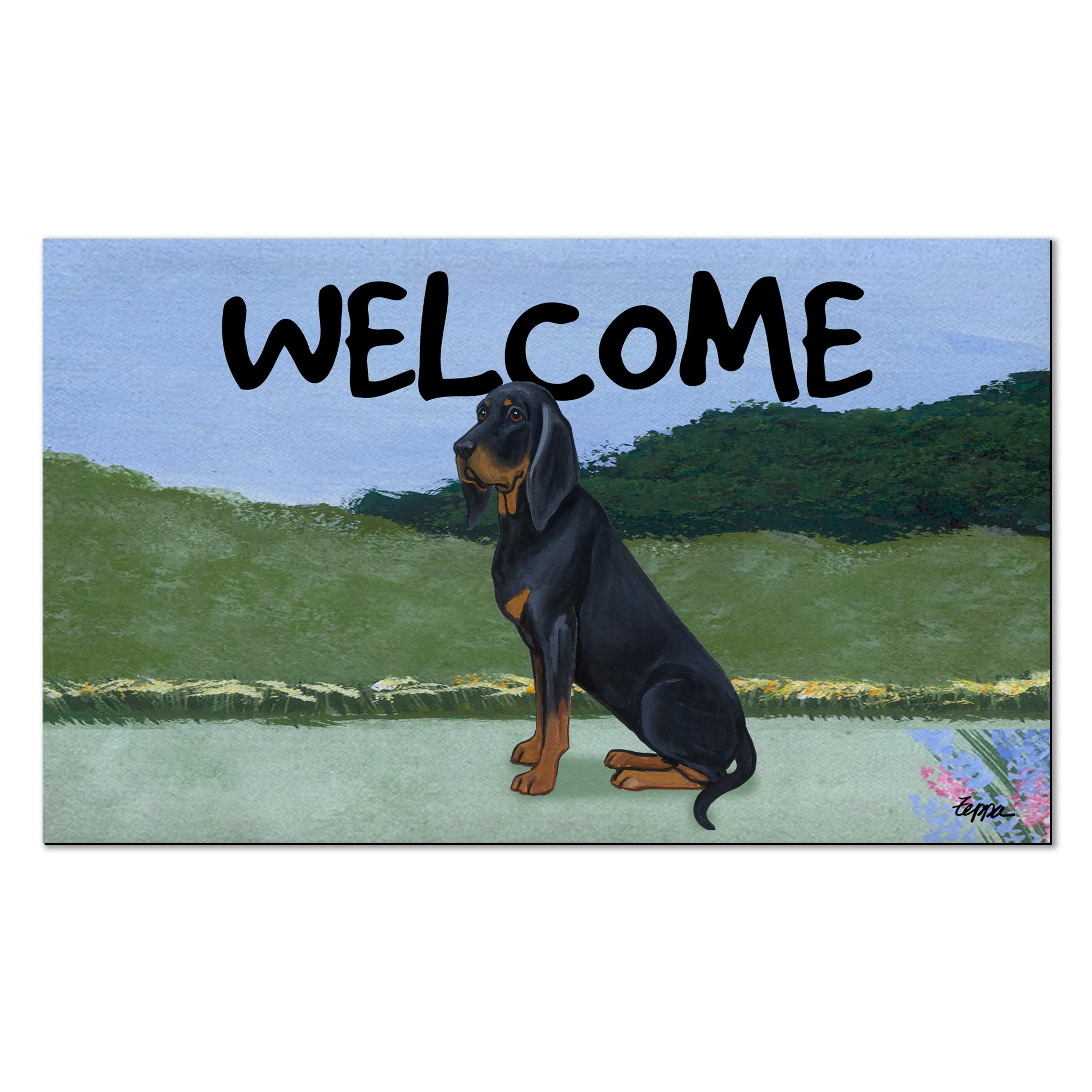 Black and  Tan Coonhound Welcome Mat - Image 2