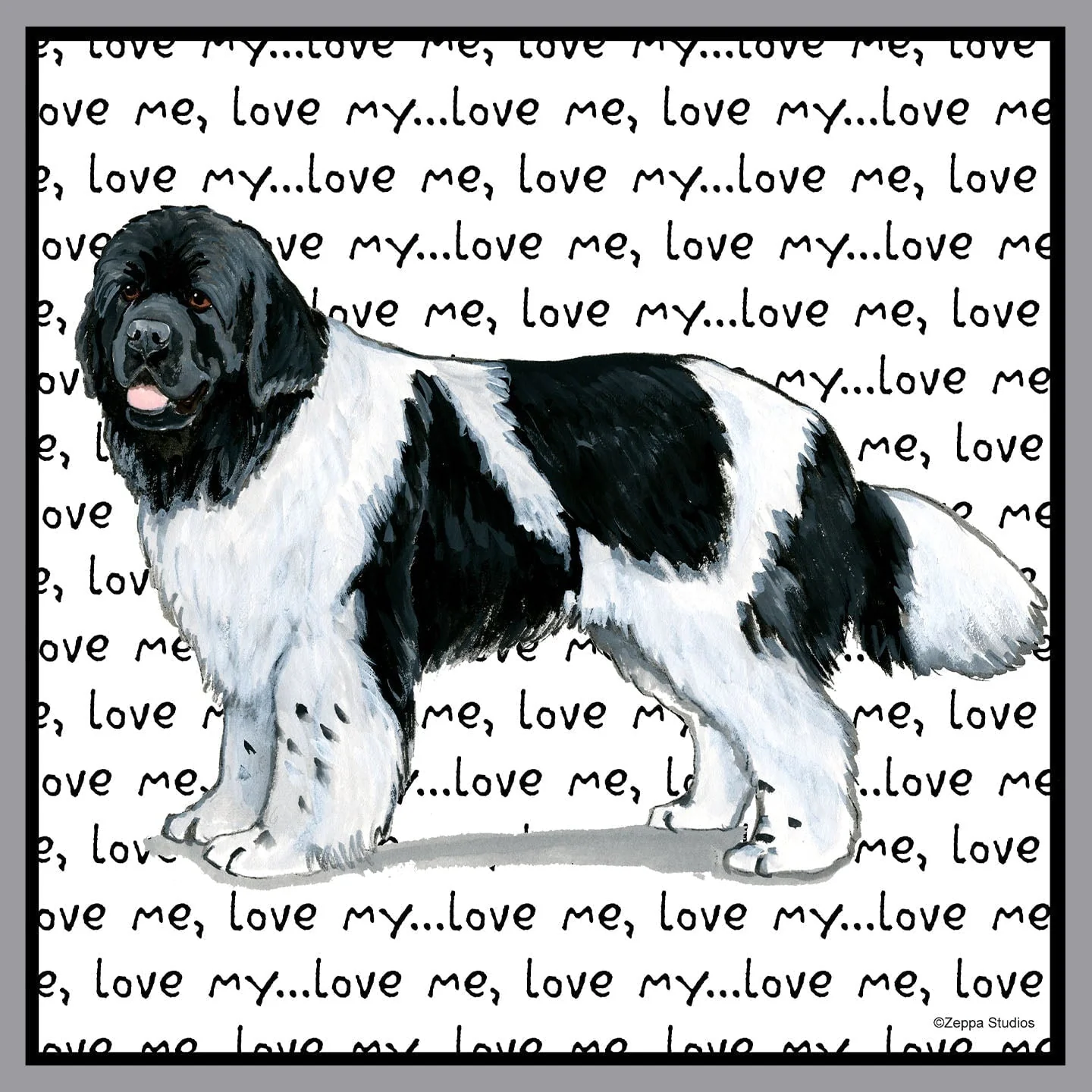 Black & White Newfoundland Love Text - Adult Unisex Crewneck Sweatshirt - Image 2