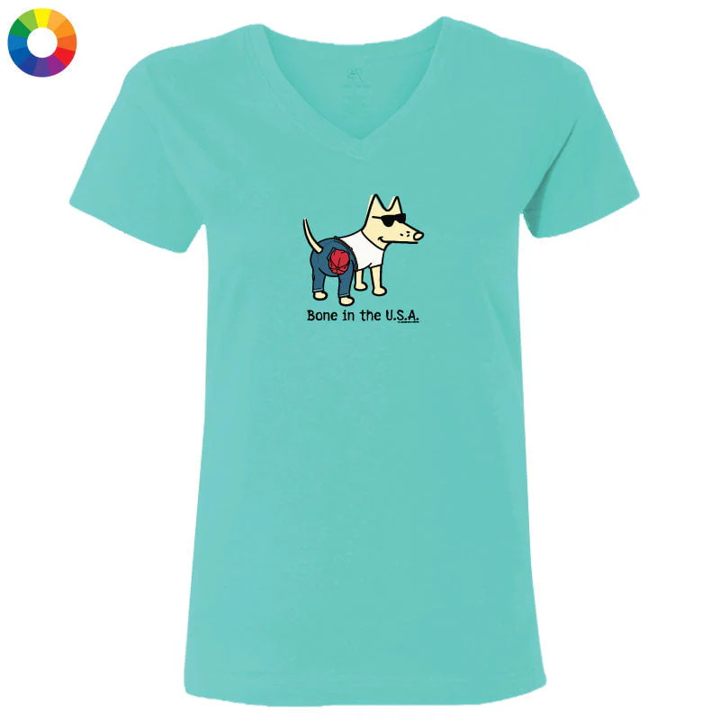 Bone In The USA - Ladies T-Shirt V-Neck