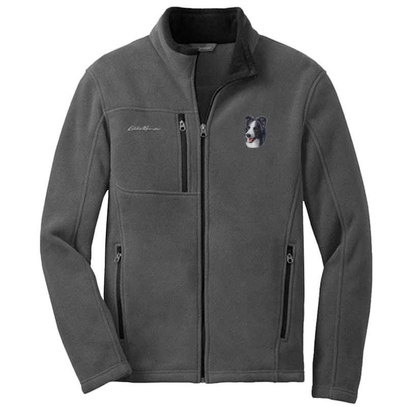 Border Collie Embroidered Men's Fleece Jacket