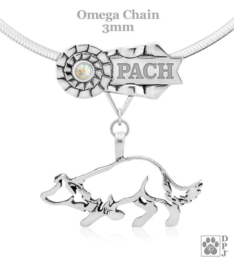 Border Collie Large Crouch, Body, Engravable Ribbon Charm Holder