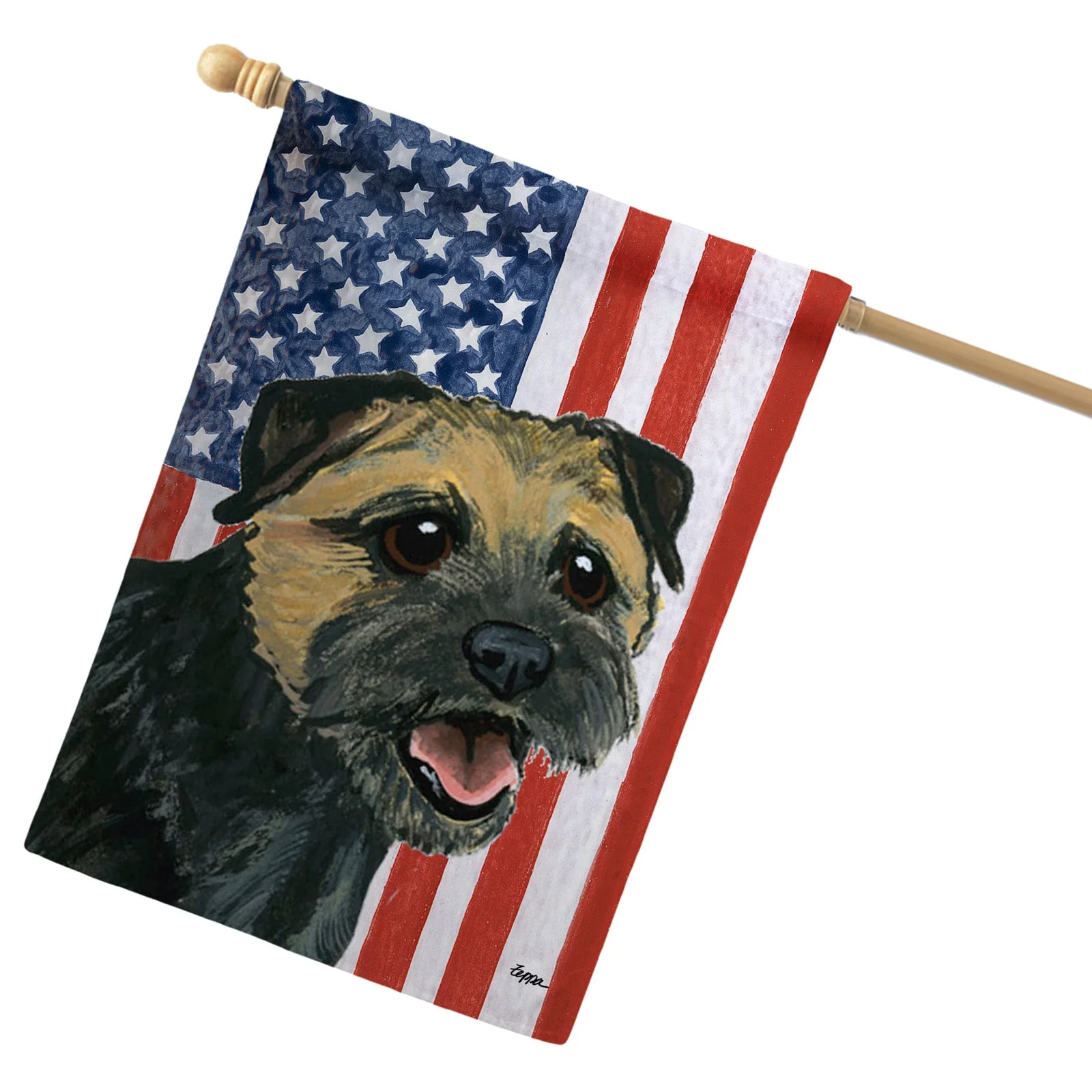 Border Terrier Americana House Flag - Image 2