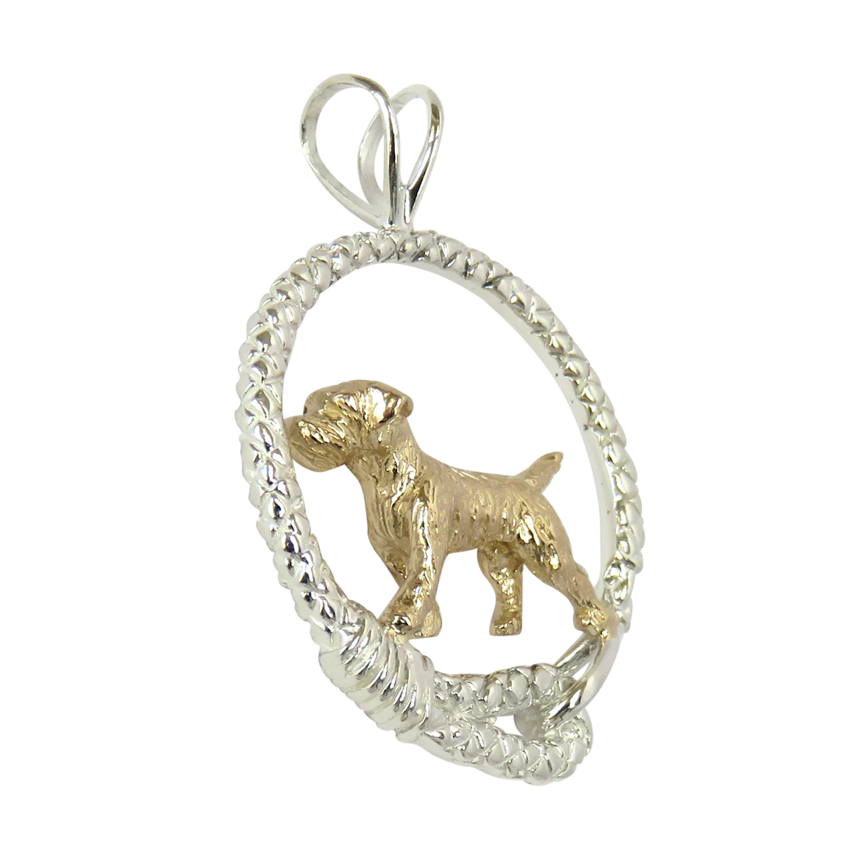 Border Terrier- Solid 14K Gold and Sterling Silver Leash Pendant - Image 2