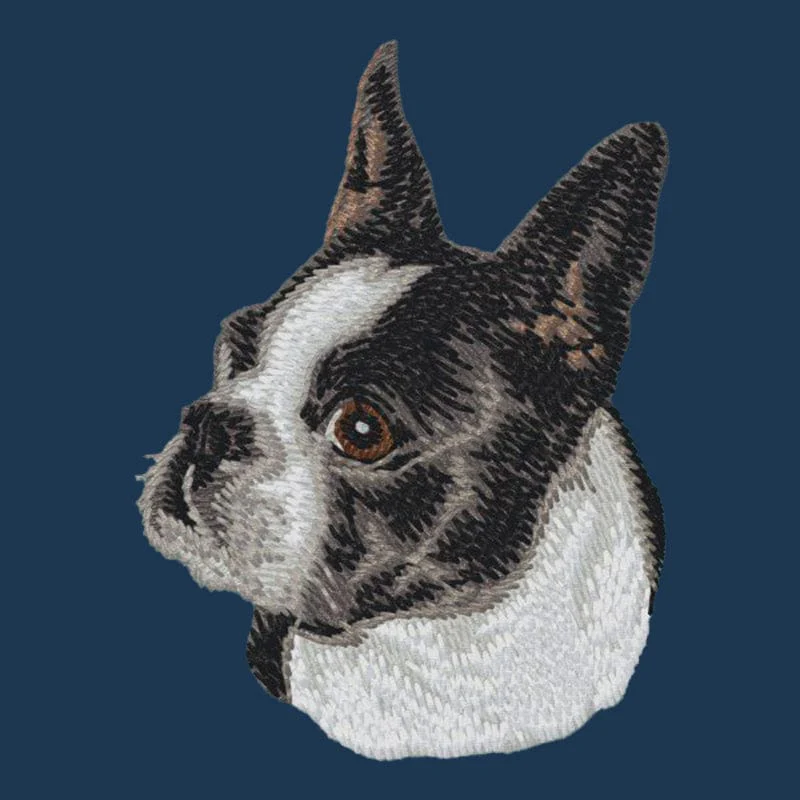 Boston Terrier Embroidered Men's Denim Shirt - Image 4
