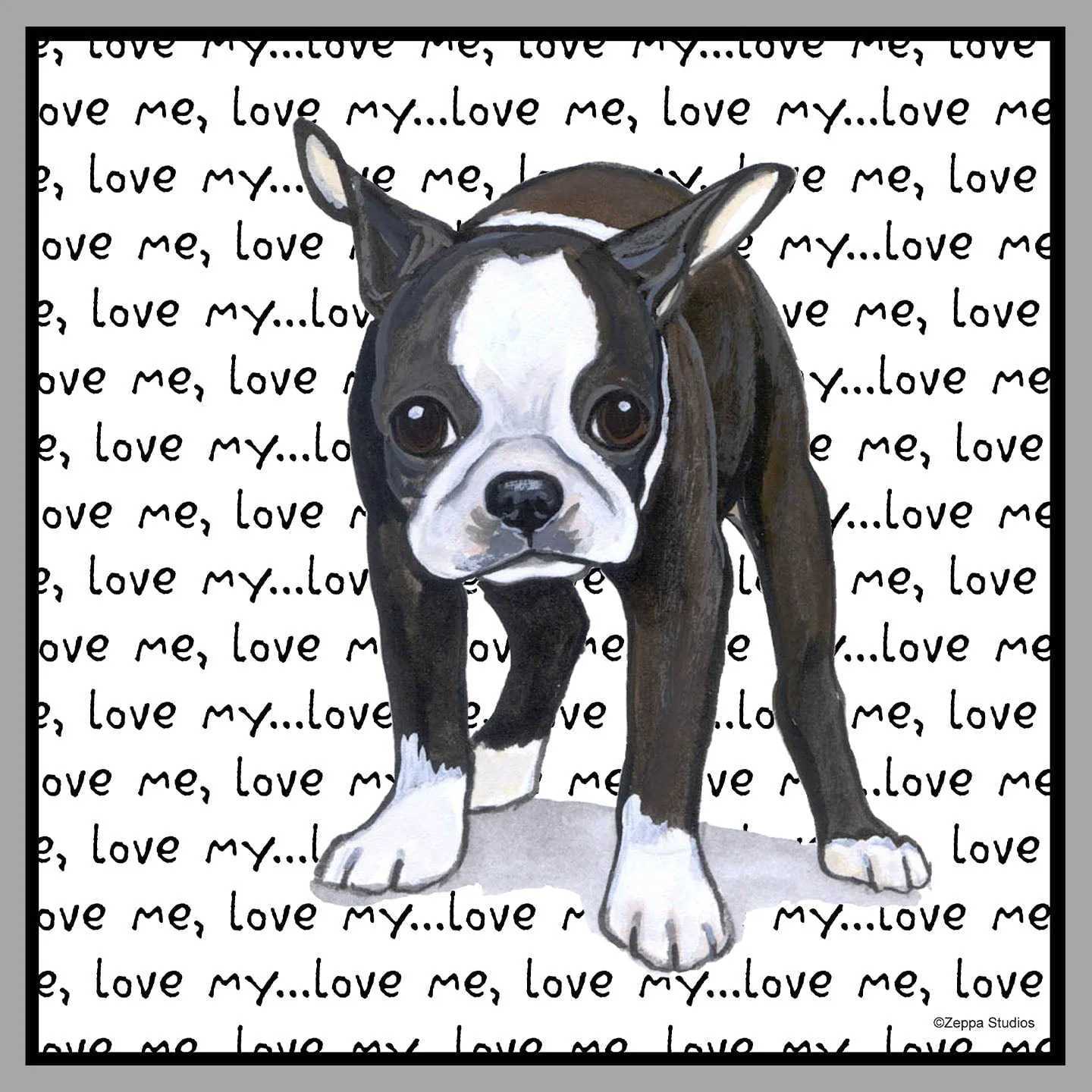 Boston Terrier Love Text - Women's V-Neck T-Shirt - Image 2
