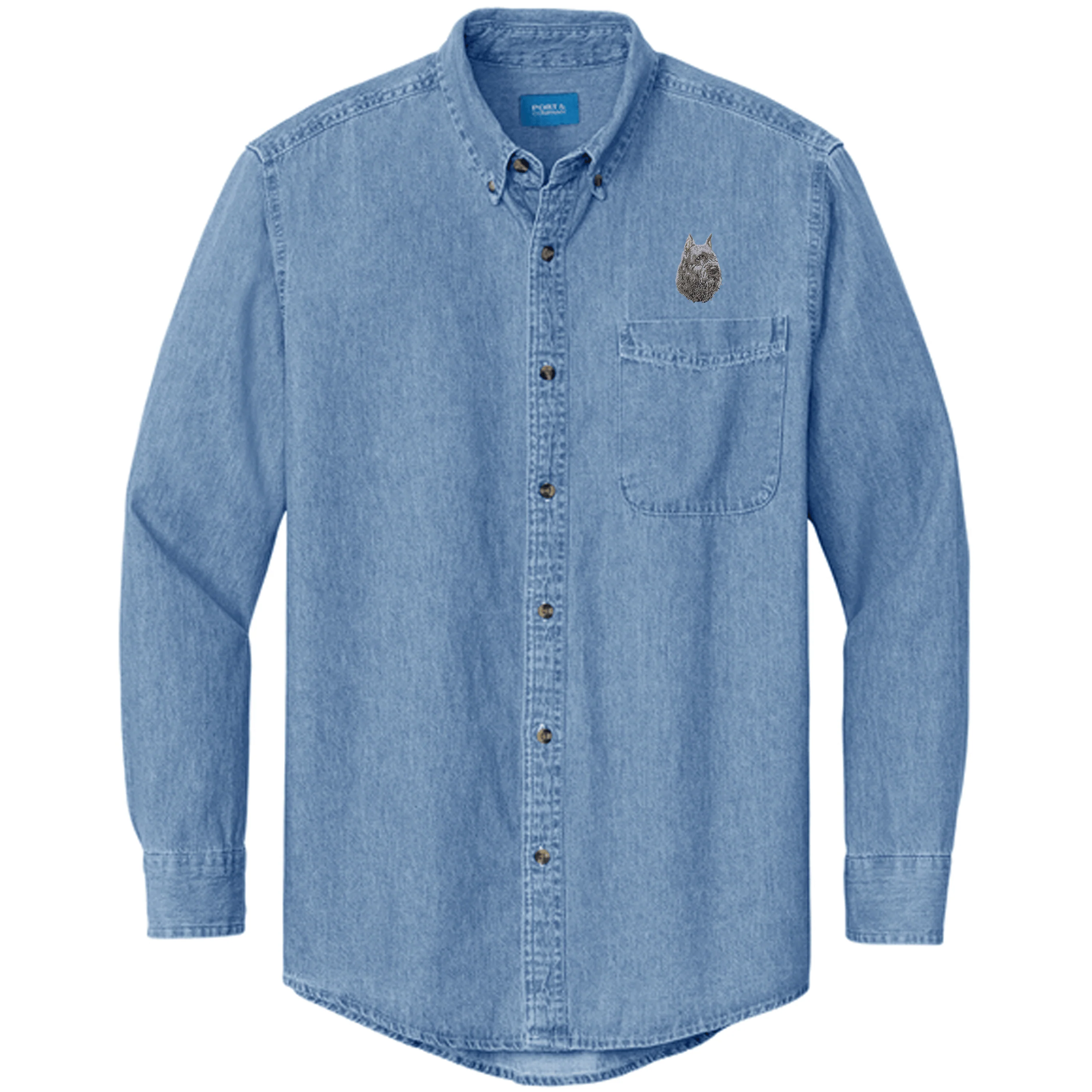 Bouvier des Flandres Embroidered Men's Denim Shirt