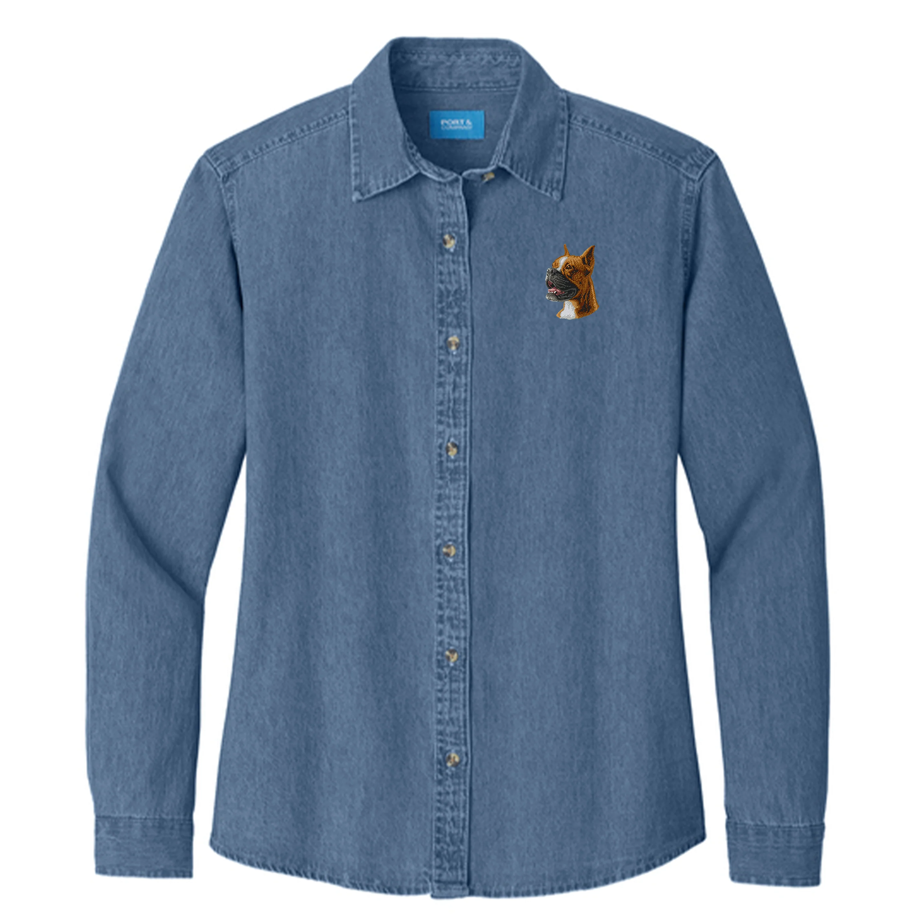 Boxer Embroidered Women's Denim Shirt - Image 3