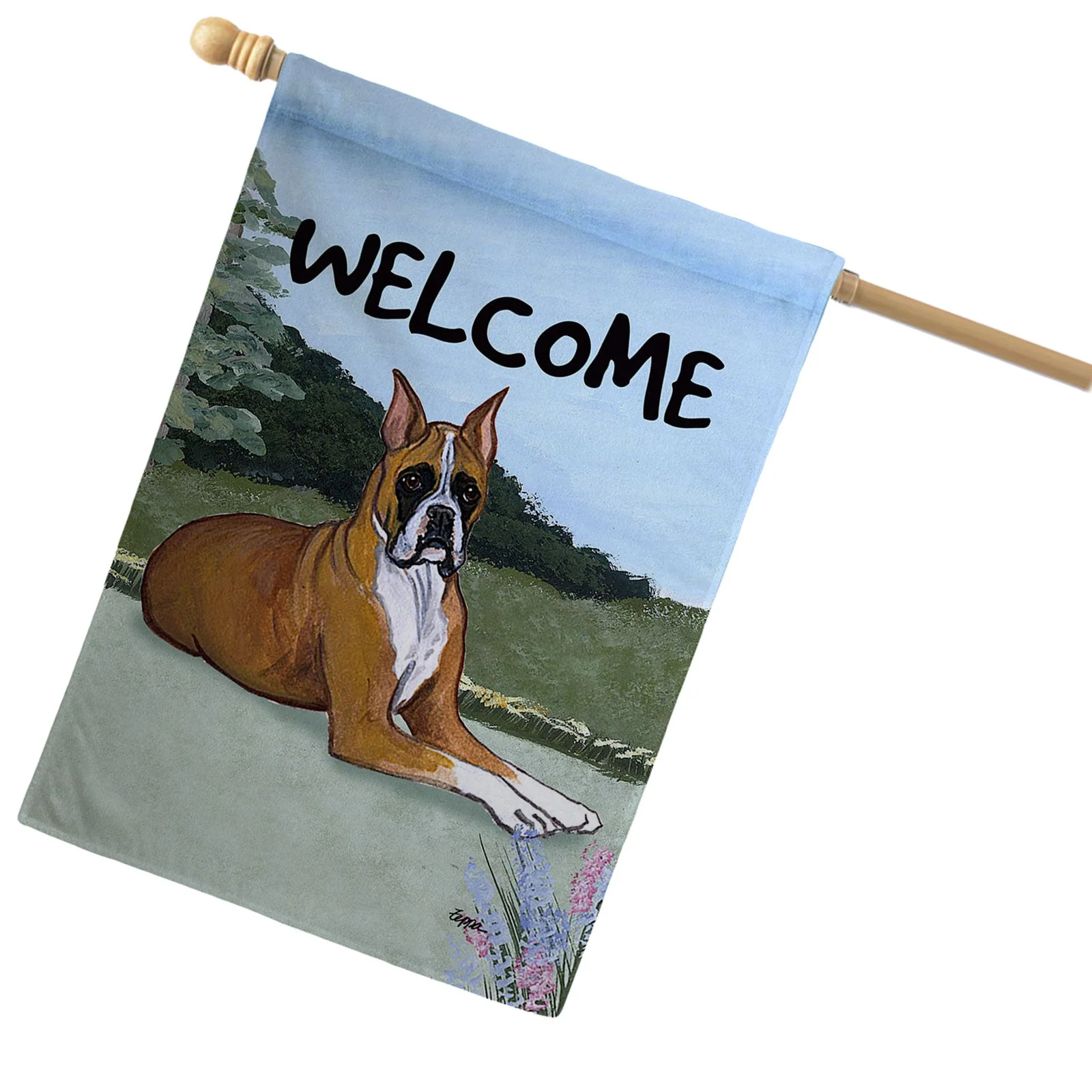 Boxer Lying House Flag