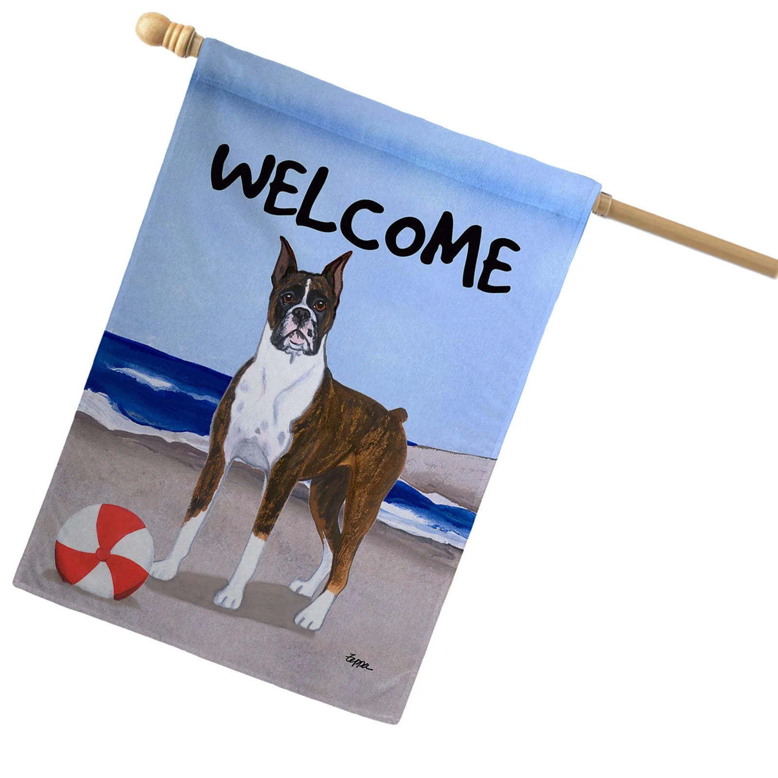 Boxer Standing House Flag