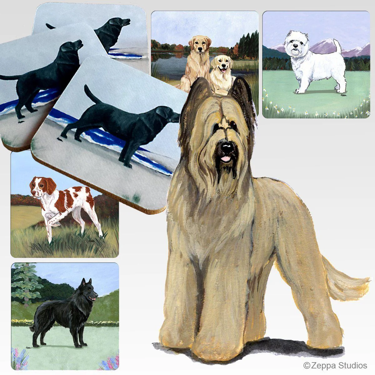 Briard Scenic Square Coaster
