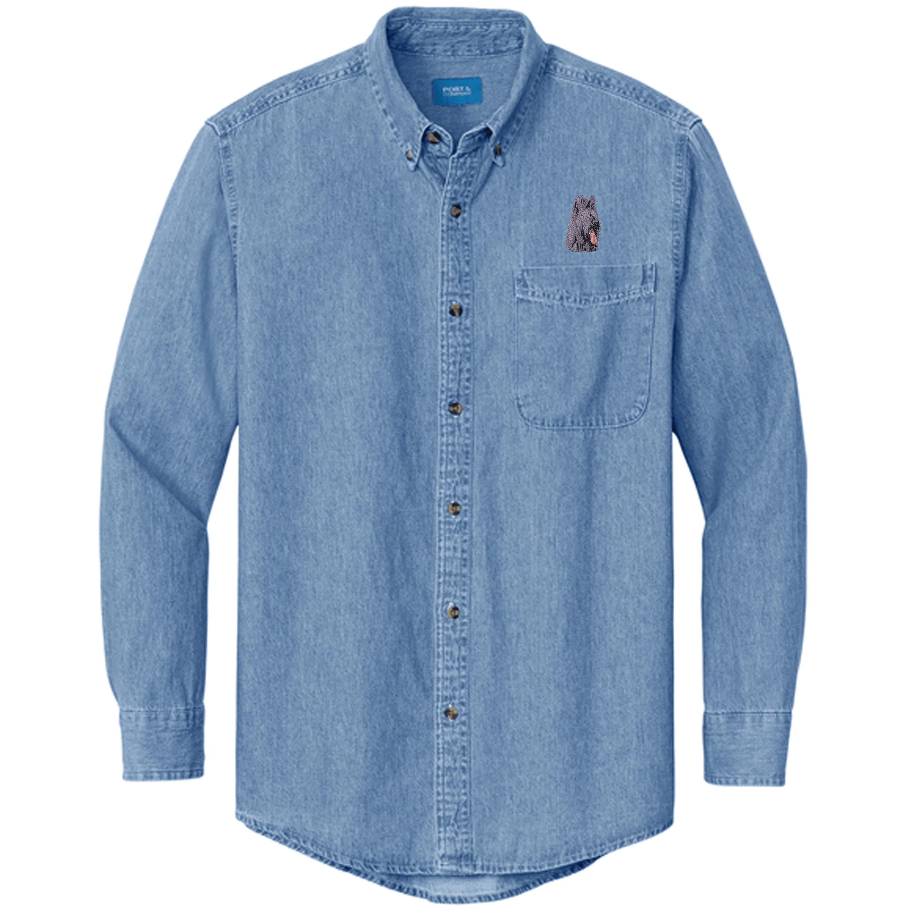 Briard Embroidered Men's Denim Shirt