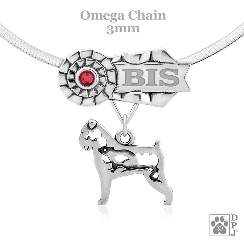 Brussels Griffon with Rat, Rough, Body, Engravable Ribbon Charm Holder