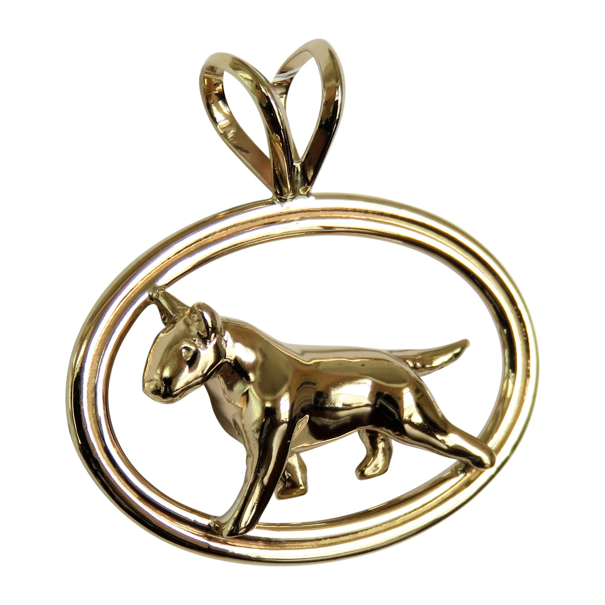 Bull Terrier in 14K Gold Double Oval Pendant - Image 3