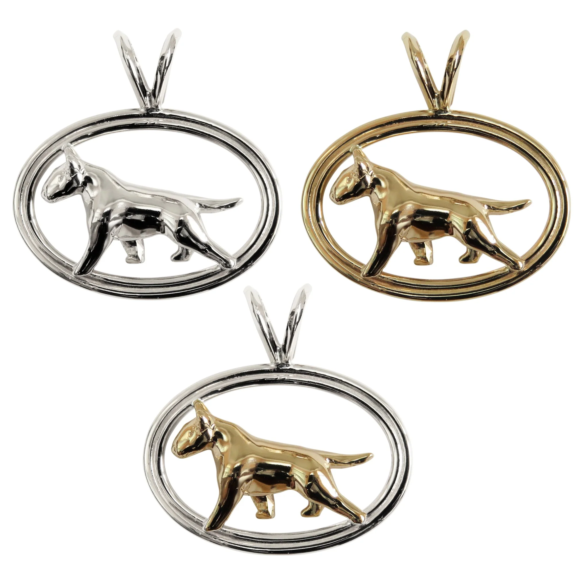 Bull Terrier in 14K Gold Double Oval Pendant - Image 4