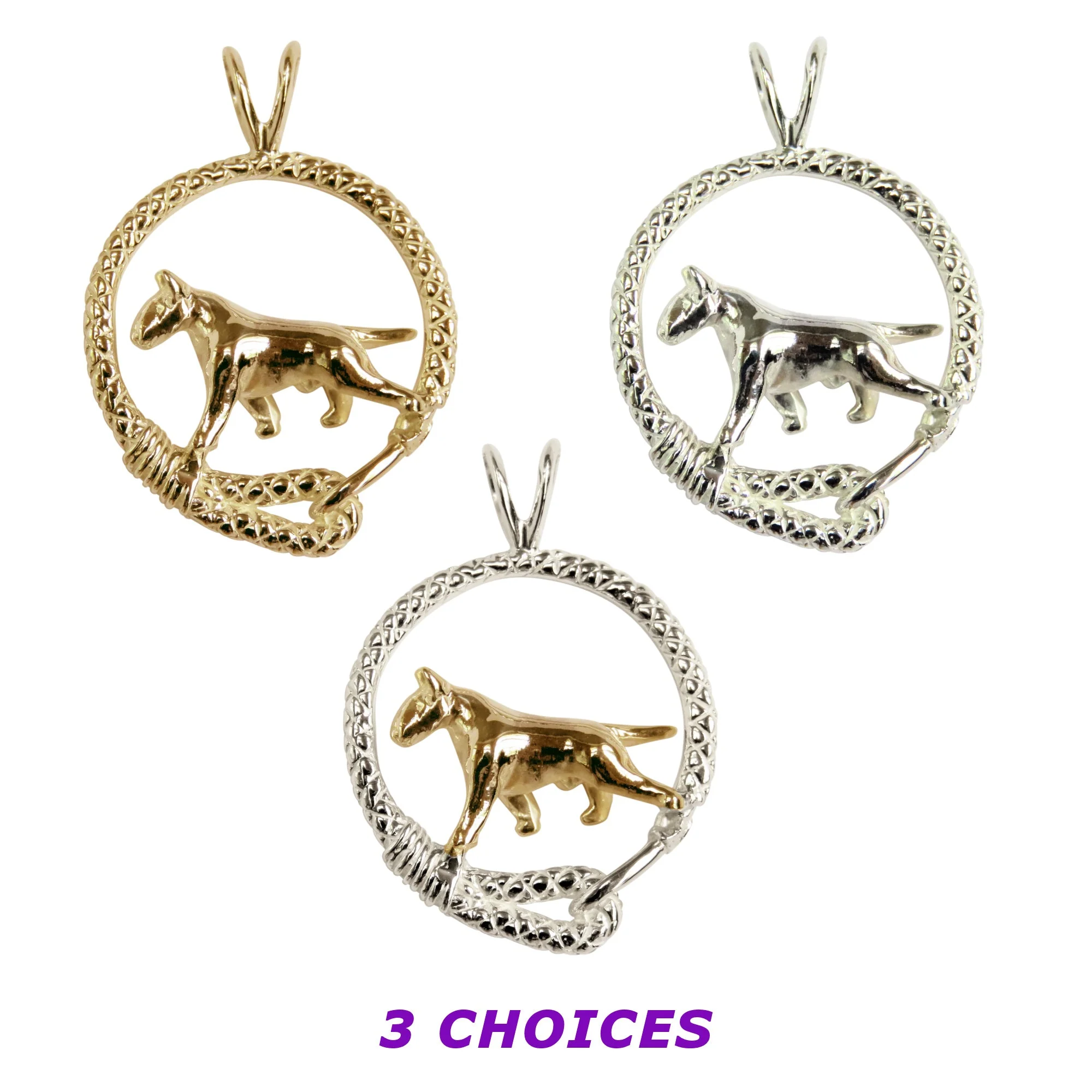 Bull Terrier in 14K Gold Leash Pendant - Image 2