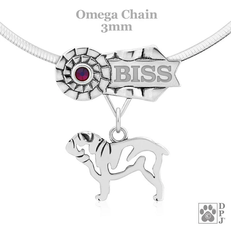 Bulldog, Body, Engravable Ribbon Charm Holder