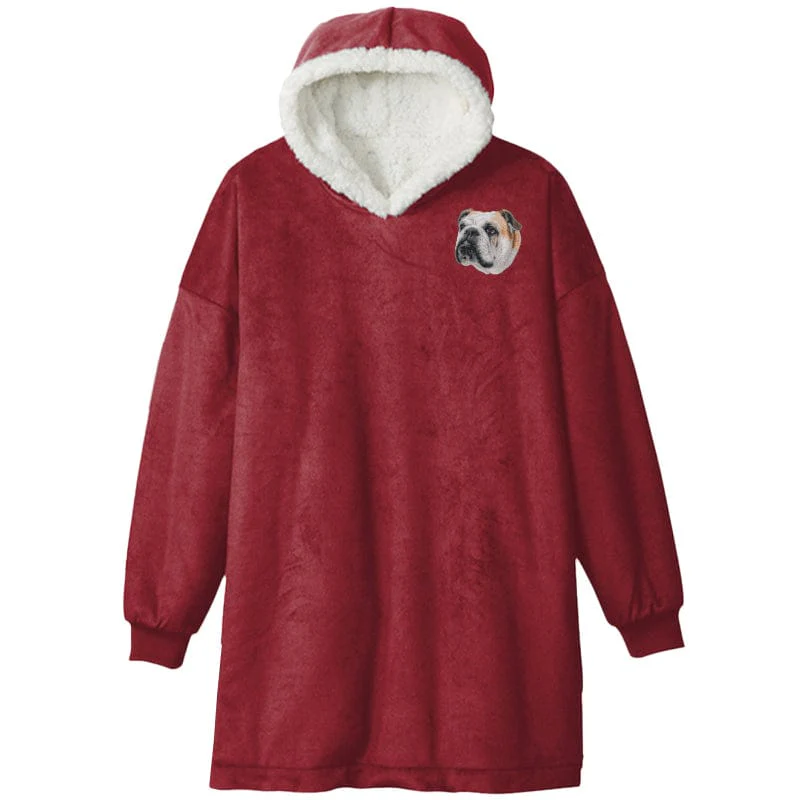 Bulldog Embroidered Wearable Blanket
