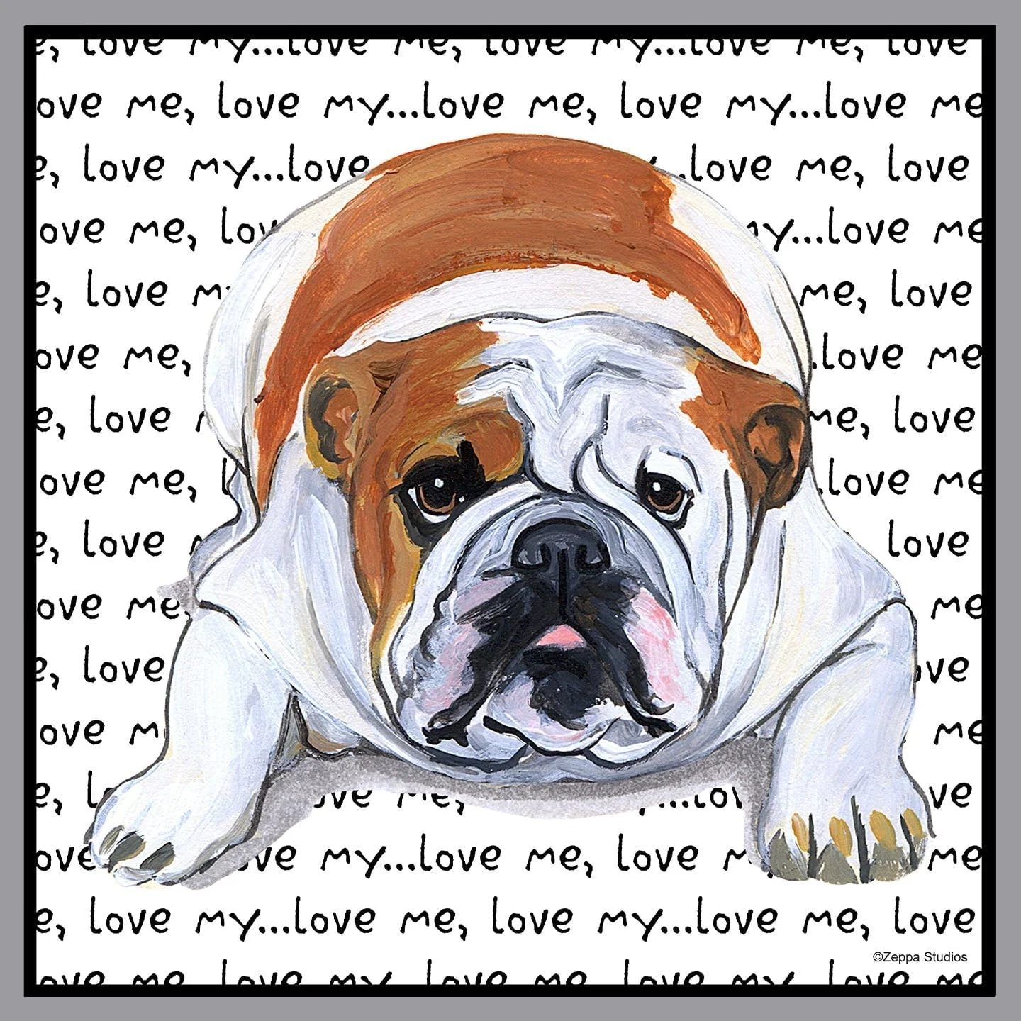 Bulldog Love Text - Adult Unisex Crewneck Sweatshirt - Image 2