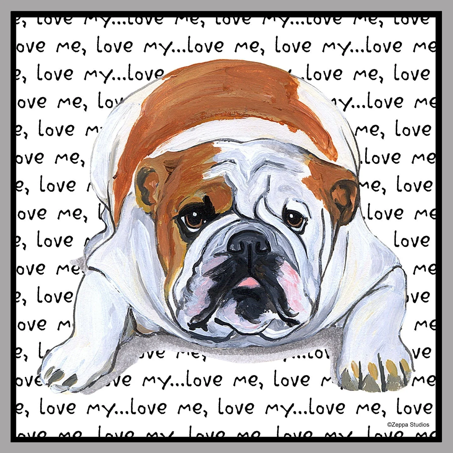 Bulldog Love Text - Women's V-Neck T-Shirt - Image 2
