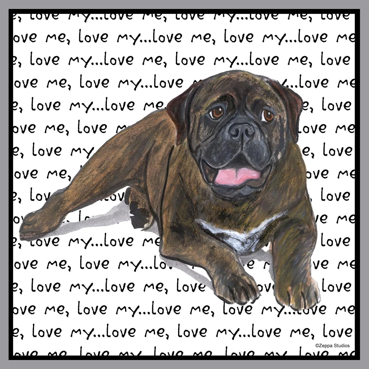 Bullmastiff Love Text - Adult Unisex Crewneck Sweatshirt - Image 2
