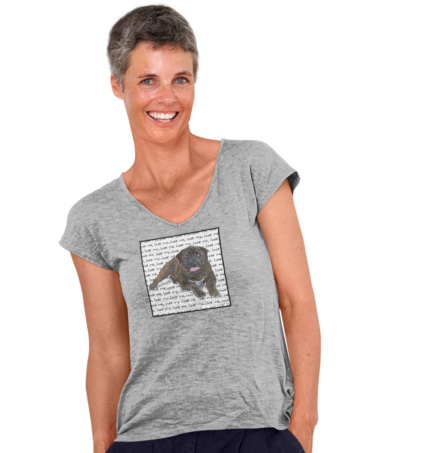 Bullmastiff Love Text - Women's V-Neck T-Shirt