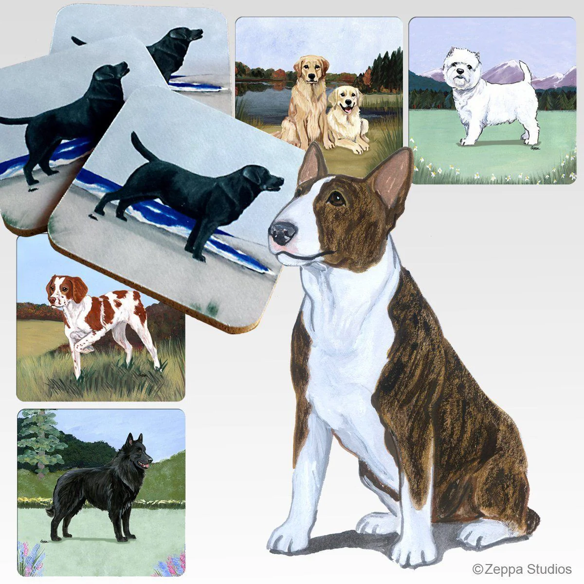 Bull Terrier Scenic Square Coaster - Image 2