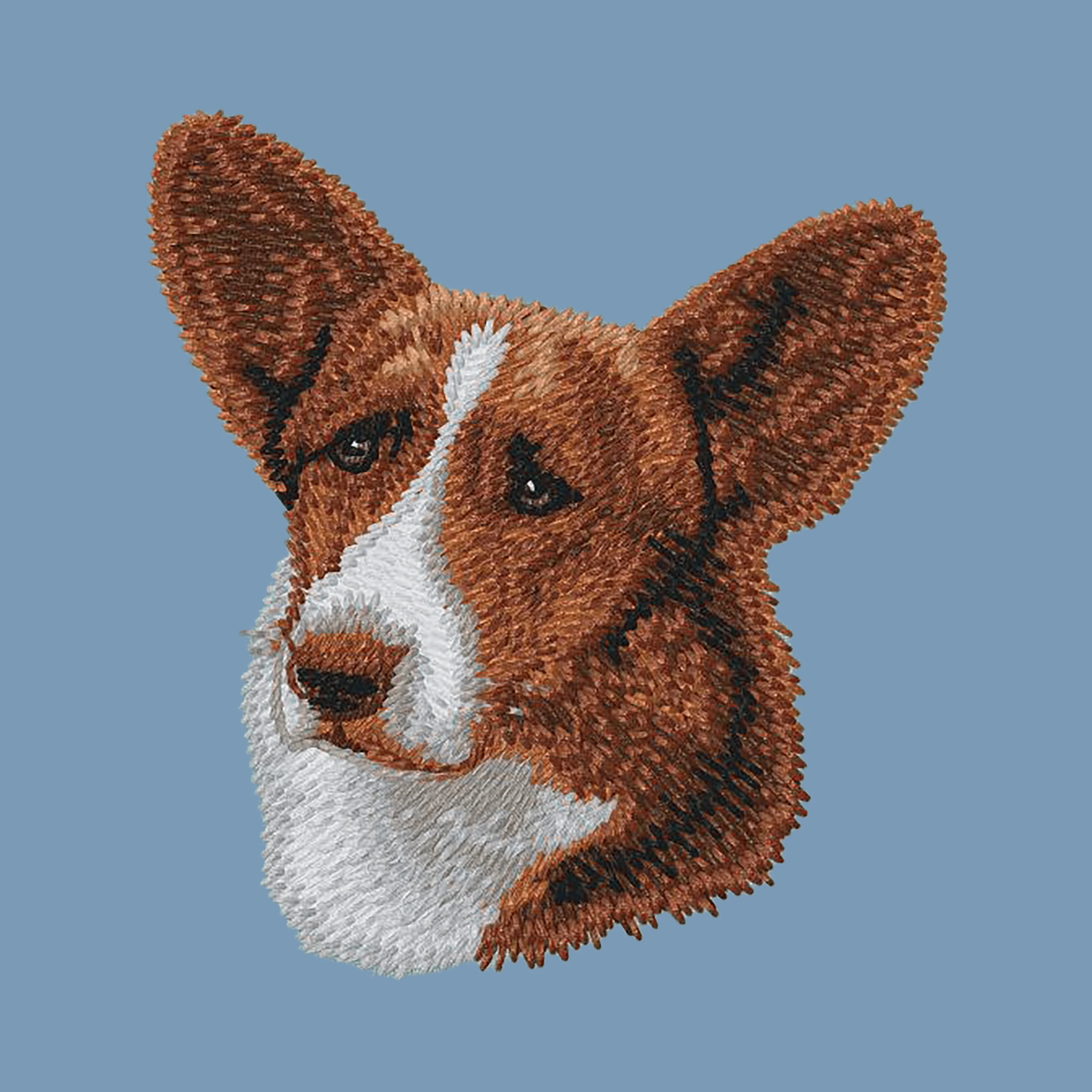 Cardigan Welsh Corgi Embroidered Men's Denim Shirt - Image 2