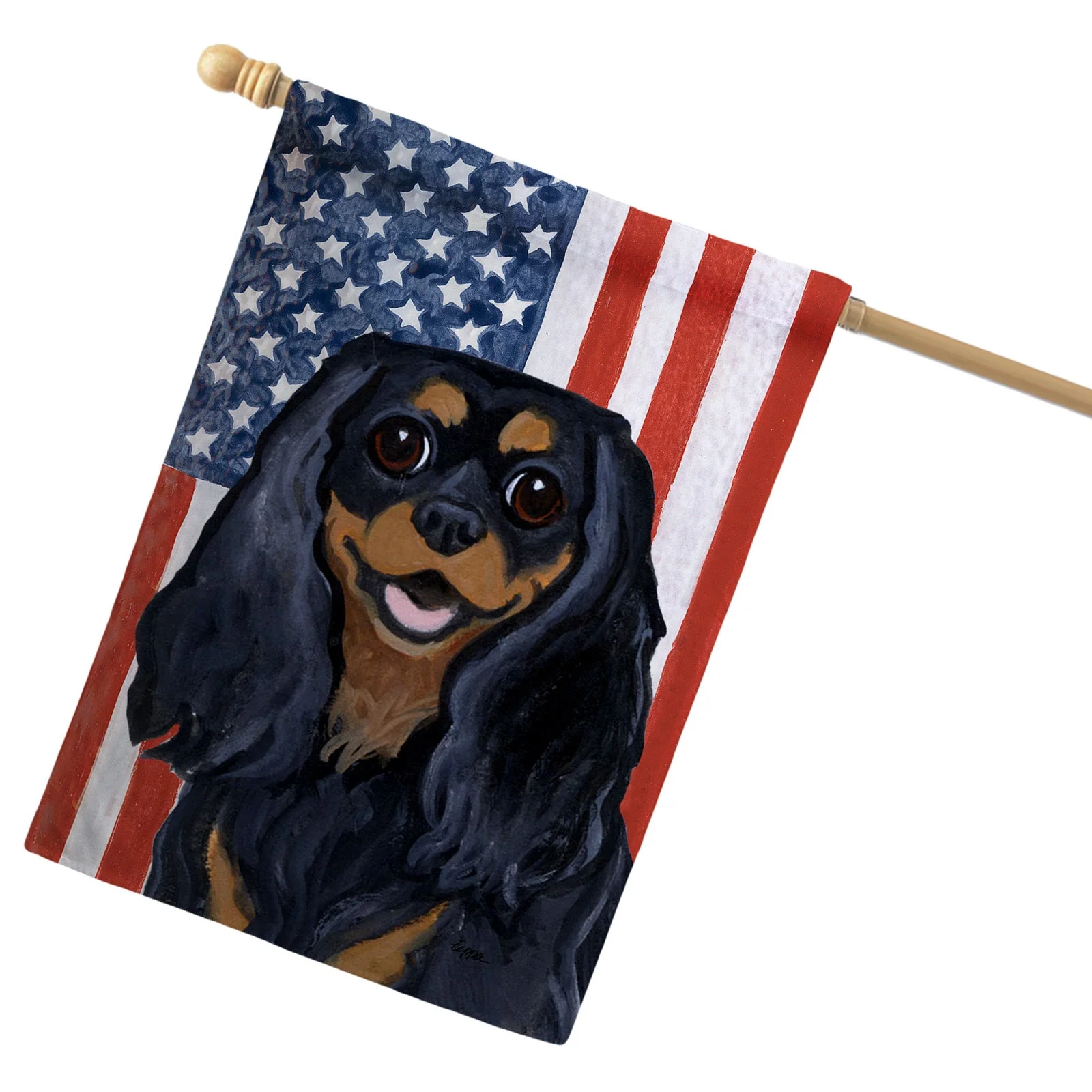 Cavalier King Charles Spaniel Americana House Flag - Image 3
