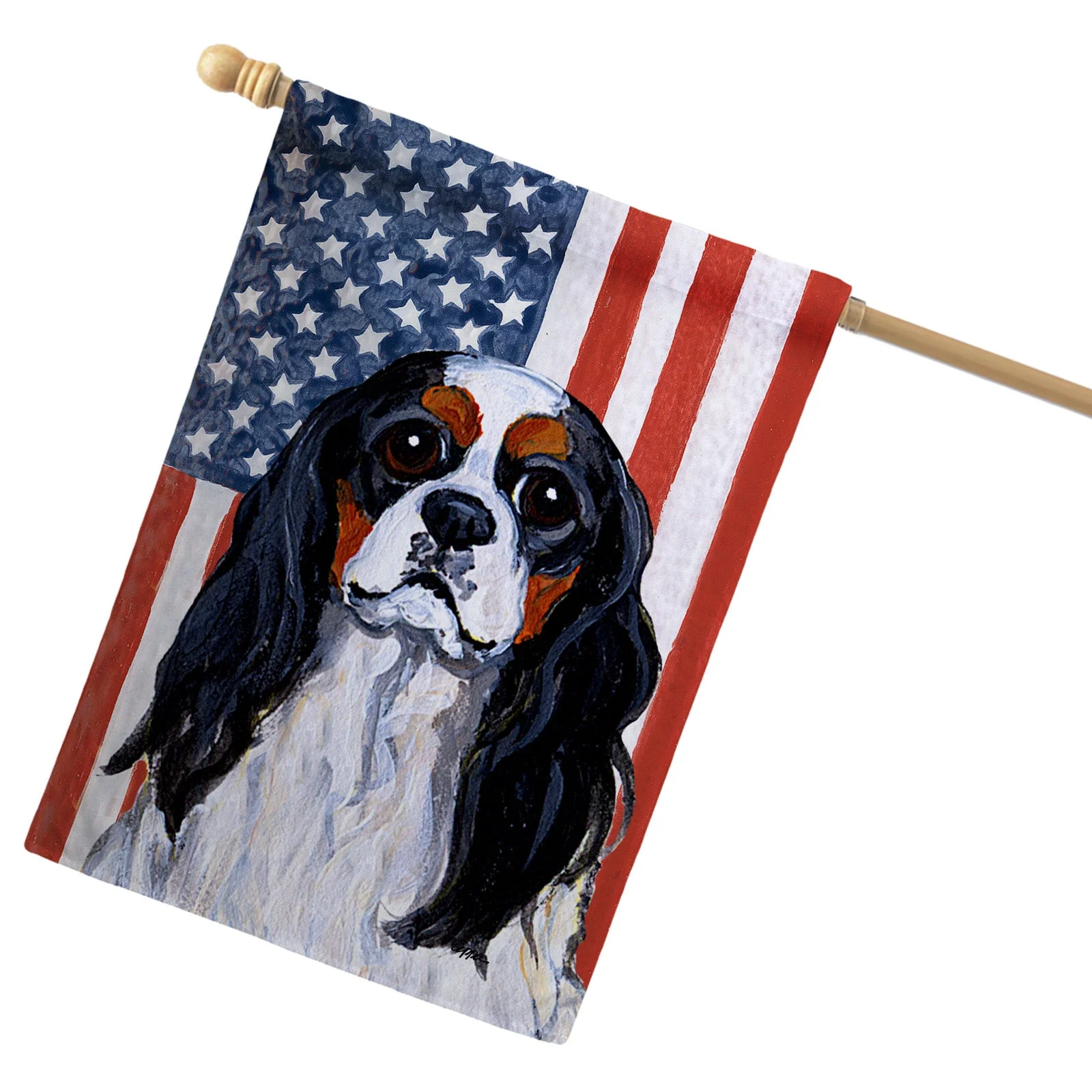 Cavalier King Charles Spaniel Americana House Flag - Image 4