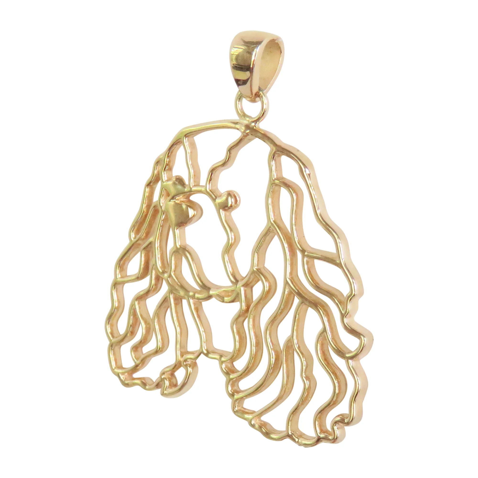 Cavalier King Charles Spaniel in 14K Gold Silhouette Head Pendant - Image 2