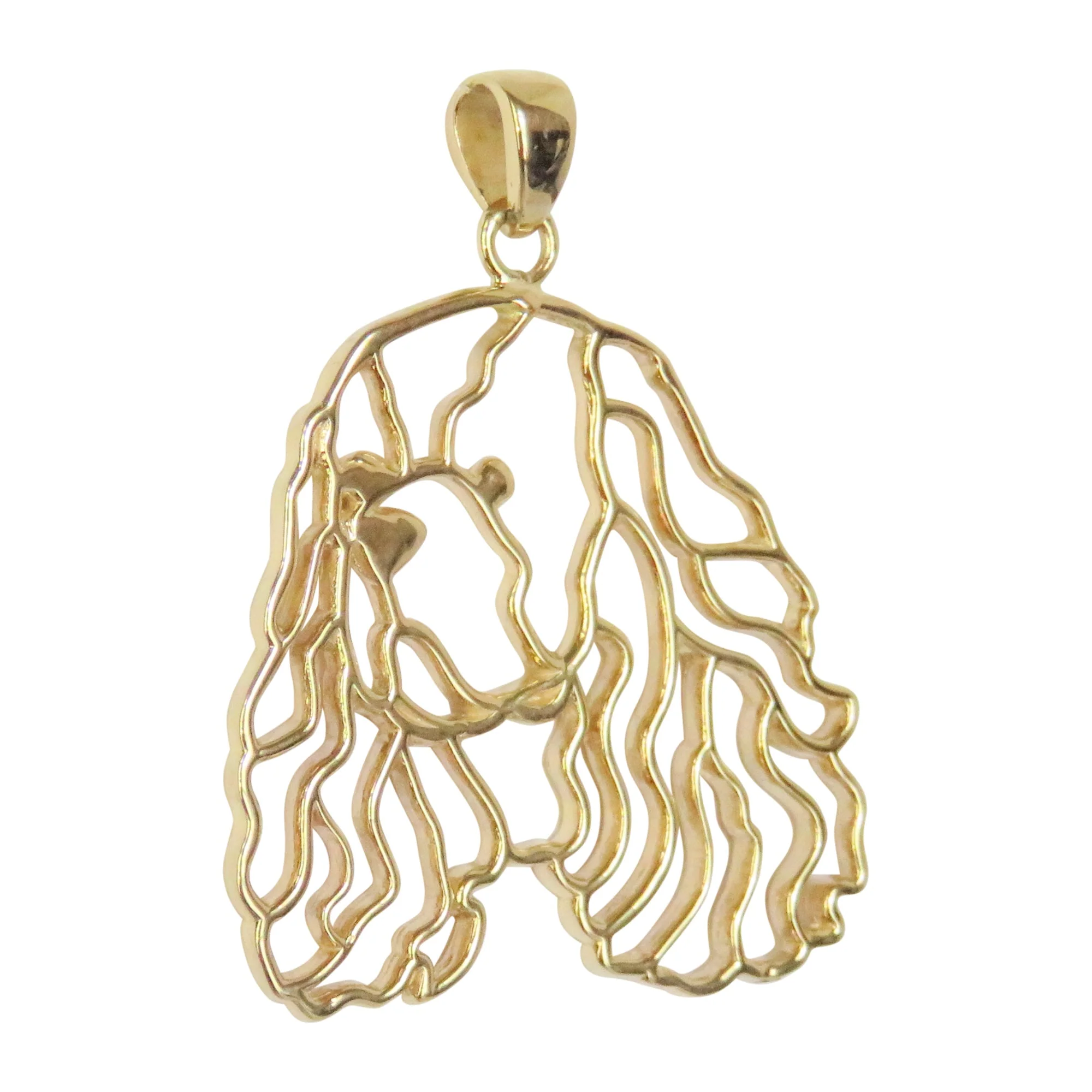Cavalier King Charles Spaniel in 14K Gold Silhouette Head Pendant - Image 3