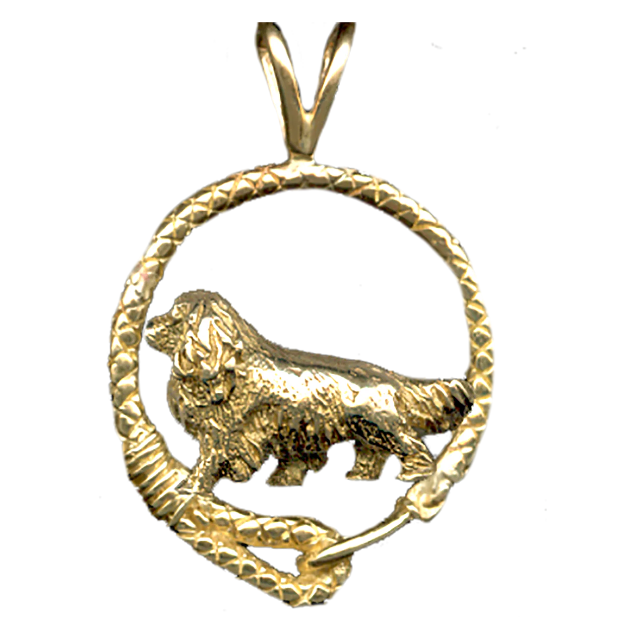 Solid 14K Gold Cavalier King Charles Spaniel Leash Pendant