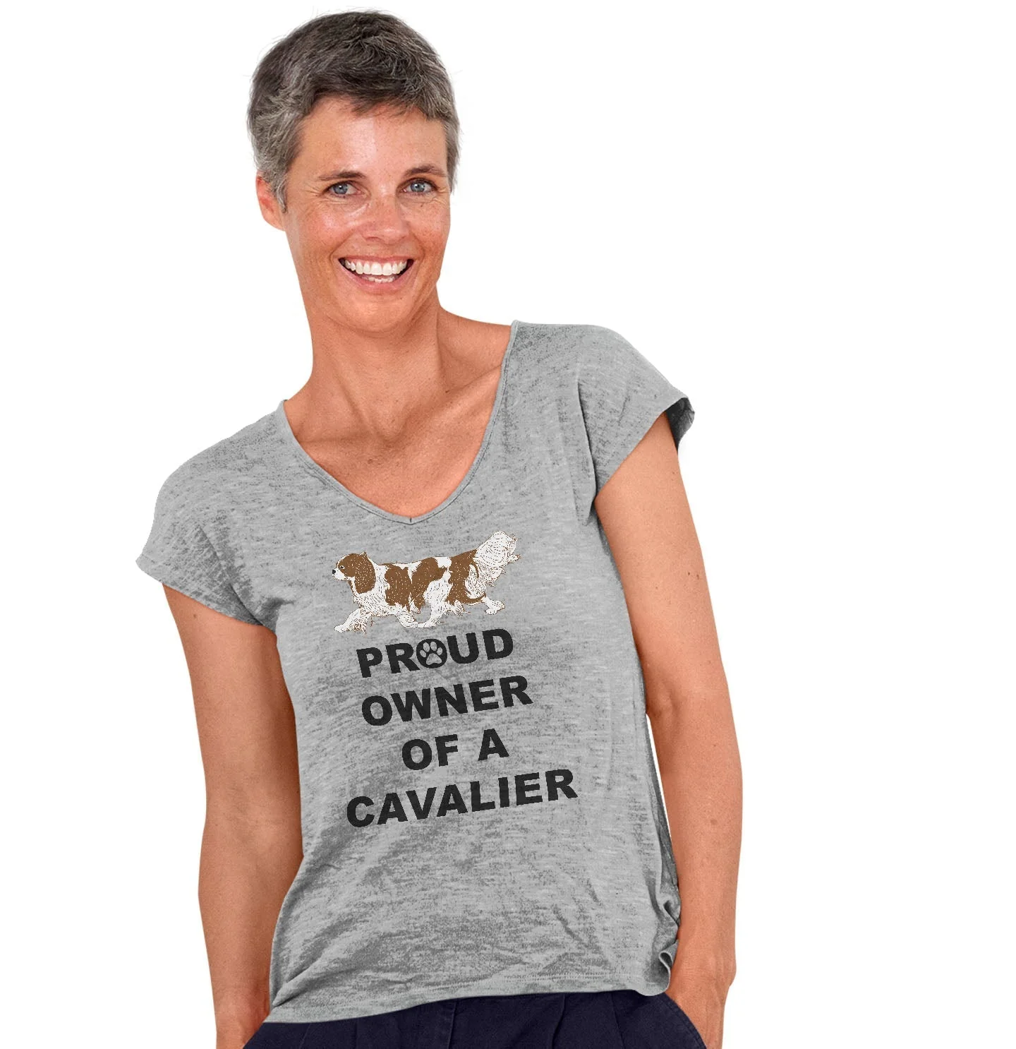 Cavalier King Charles Spaniel Proud Owner - Women's V-Neck T-Shirt - Image 3